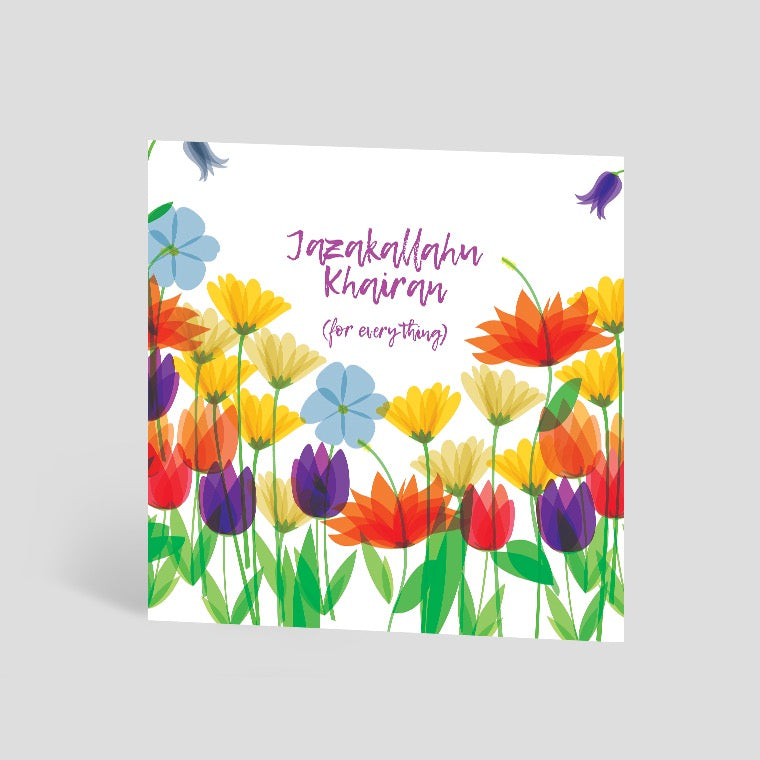 Jazakallahu Khairan Thank You Card - Islamic Greeting Cards for Muslim Friends - Perfect for Eid, Ramadan, Wedding & Special Occasions