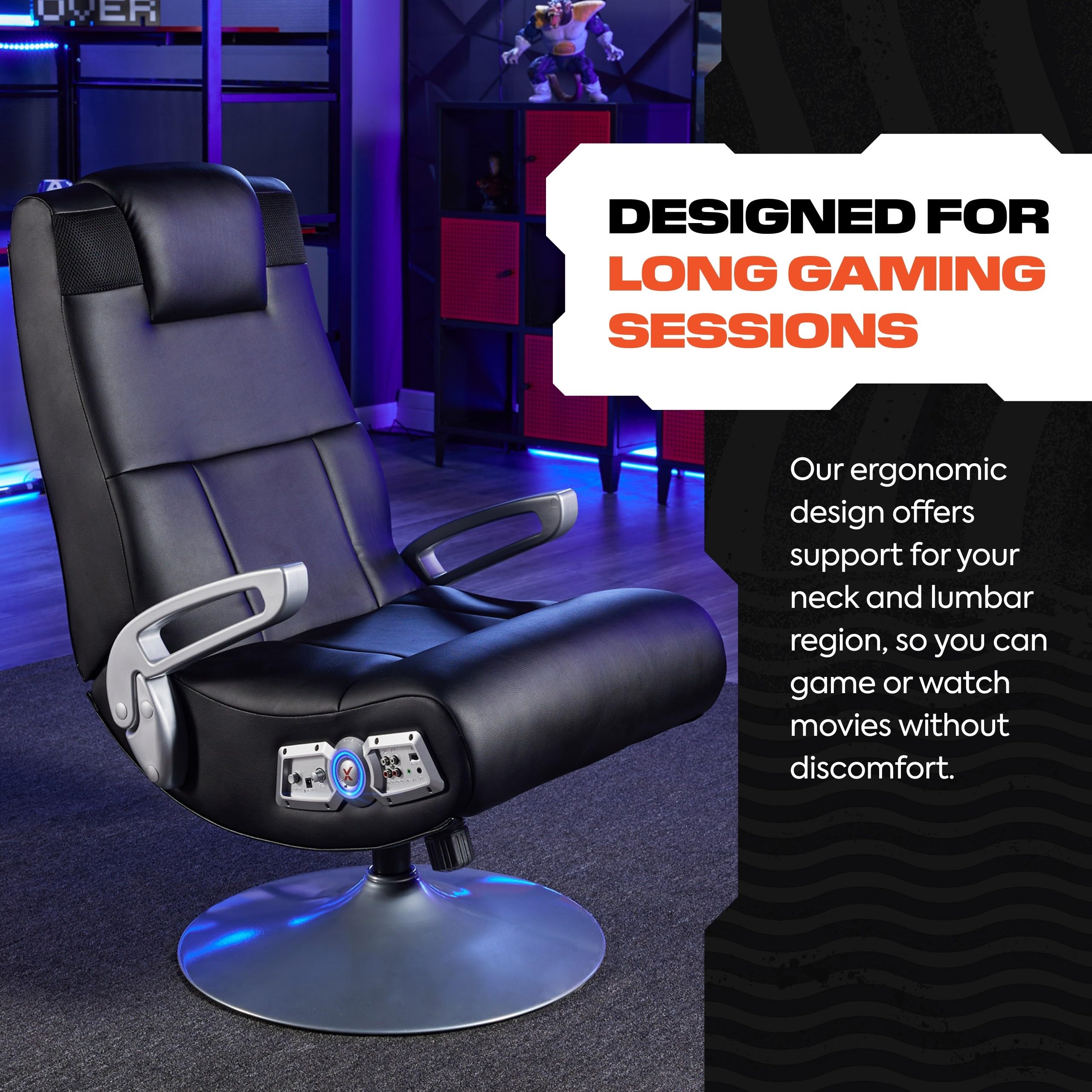 X Rocker SE Pro Wireless Video Gaming Chair with 2 Speakers & Subwoofer - Foldable Pedestal Lounger with Padded Armrests, Black (30.7