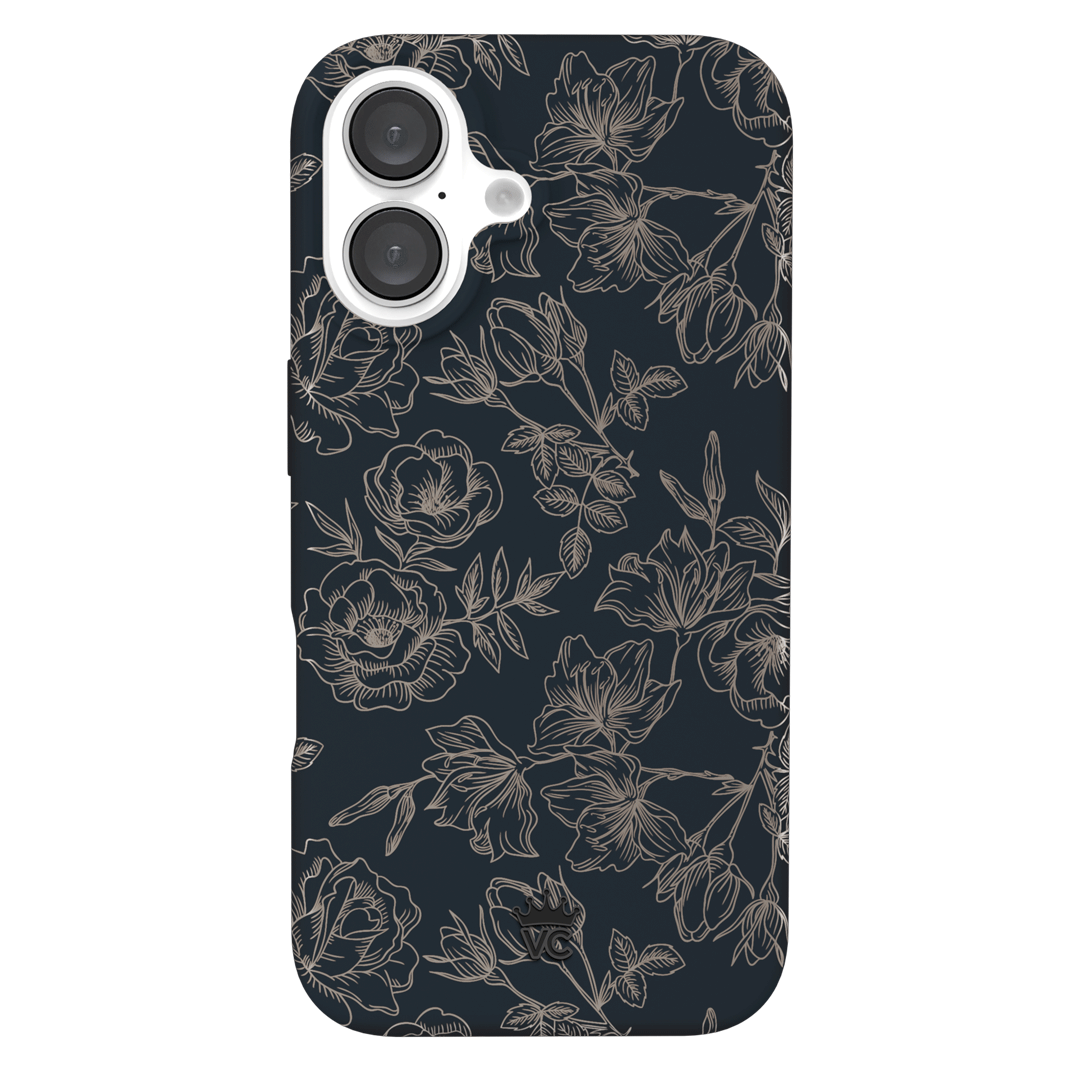 Elegant Floral Rose Gold Chrome iPhone Case - Stylish Protective Cover for iPhone 13/12/11/X - Perfect for Everyday Use, Office & Special Occasions