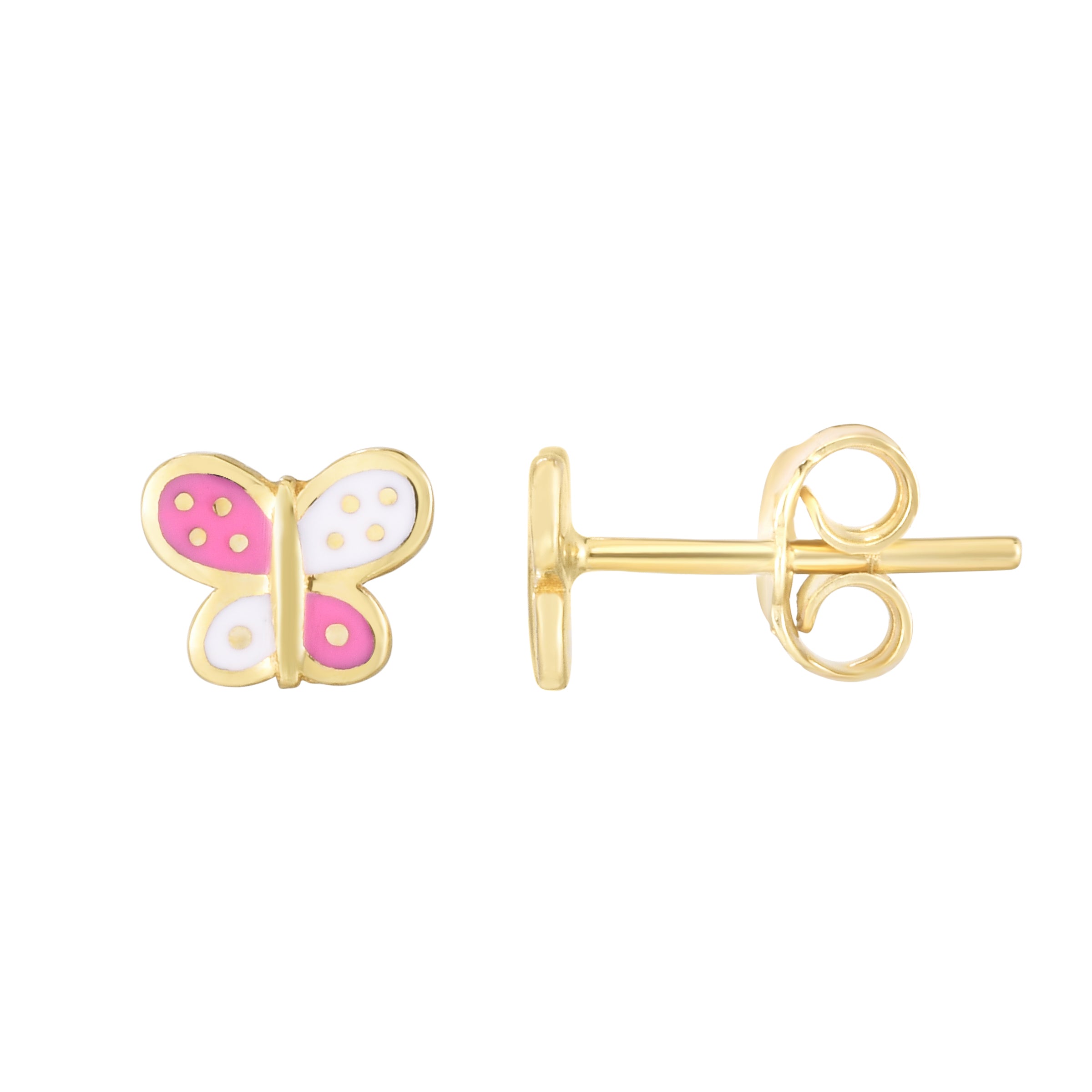 14K Gold Butterfly Enamel Earrings for Women - Dainty Stud Earrings for Daily Wear, Gift Giving & Special Occasions