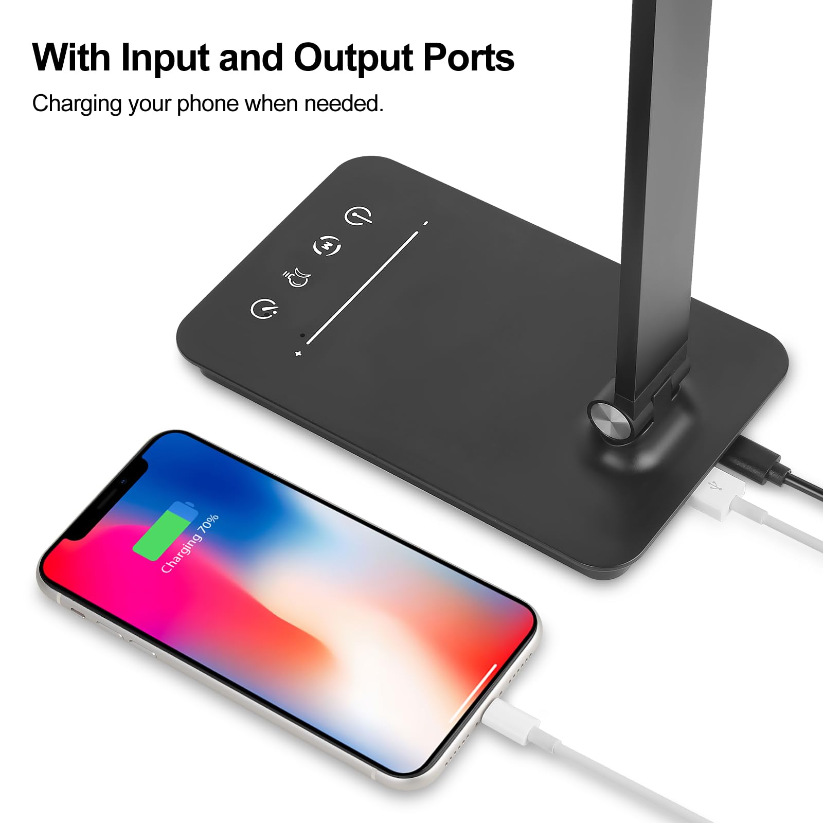 Semlos LED Desk Lamp with USB Charging Port - 25 Lighting Modes & Touch Control - 30/60 Min Auto Off Timer - Eye-Caring Night Light for Study, Reading & Home Office - Perfect for Bedside, Workspace & Dorm Room Lighting