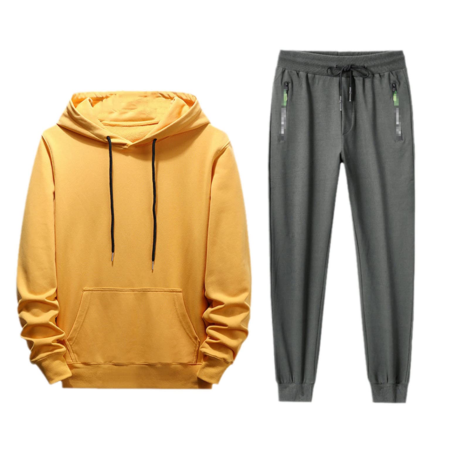 **Men's 2-Piece Tracksuit Set - Big Size Hoodie & Jogger Pants - Comfortable Jogging Outfit for Gym, Running & Casual Wear**