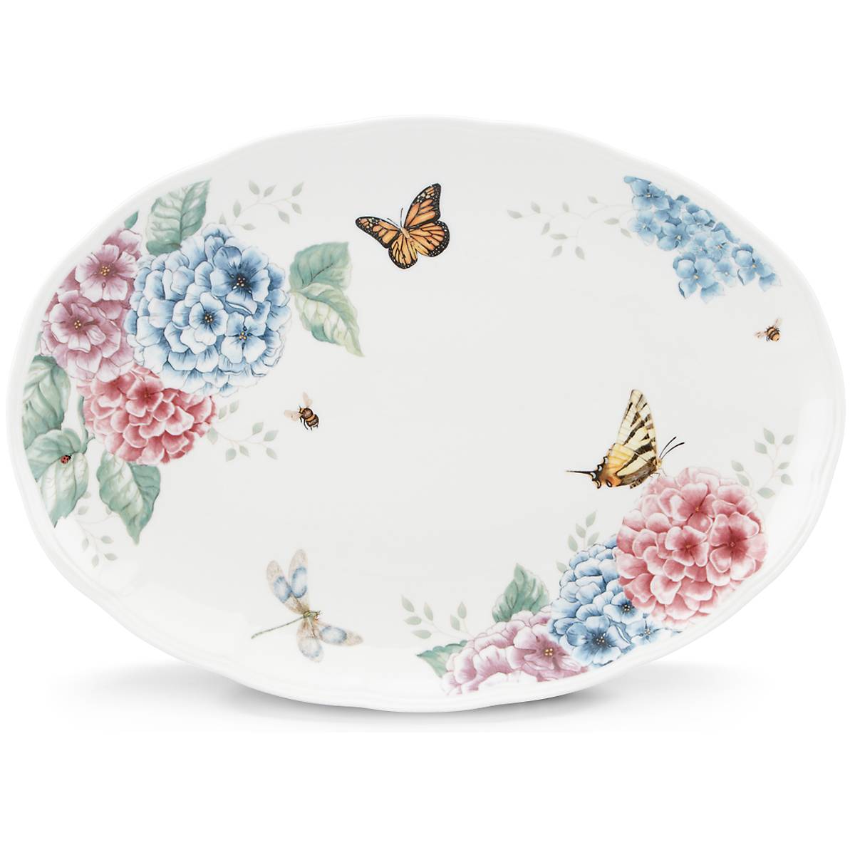 Butterfly Meadow Hydrangea Oval Serving Platter - Elegant Floral Design for Parties, Weddings, and Home Decor Serving Tray