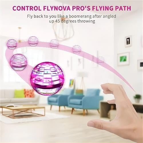 Flying Orb Ball Toy - Mini UFO Drone with LED Lights, Cosmic Globe Spinner & Hover Boomerang - Cool Outdoor Flying Toys for Kids & Adults - Perfect Birthday Gift for Boys & Girls (Blue) - Great for Backyard Play, Party Entertainment & STEM Learning