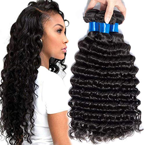 100% Unprocessed Virgin Peruvian Human Hair Weave - 3 Bundles Deep Wave (20/22/24 Inch) | Natural Cranberry Color | Perfect for Protective Styles, Weaves & Extensions