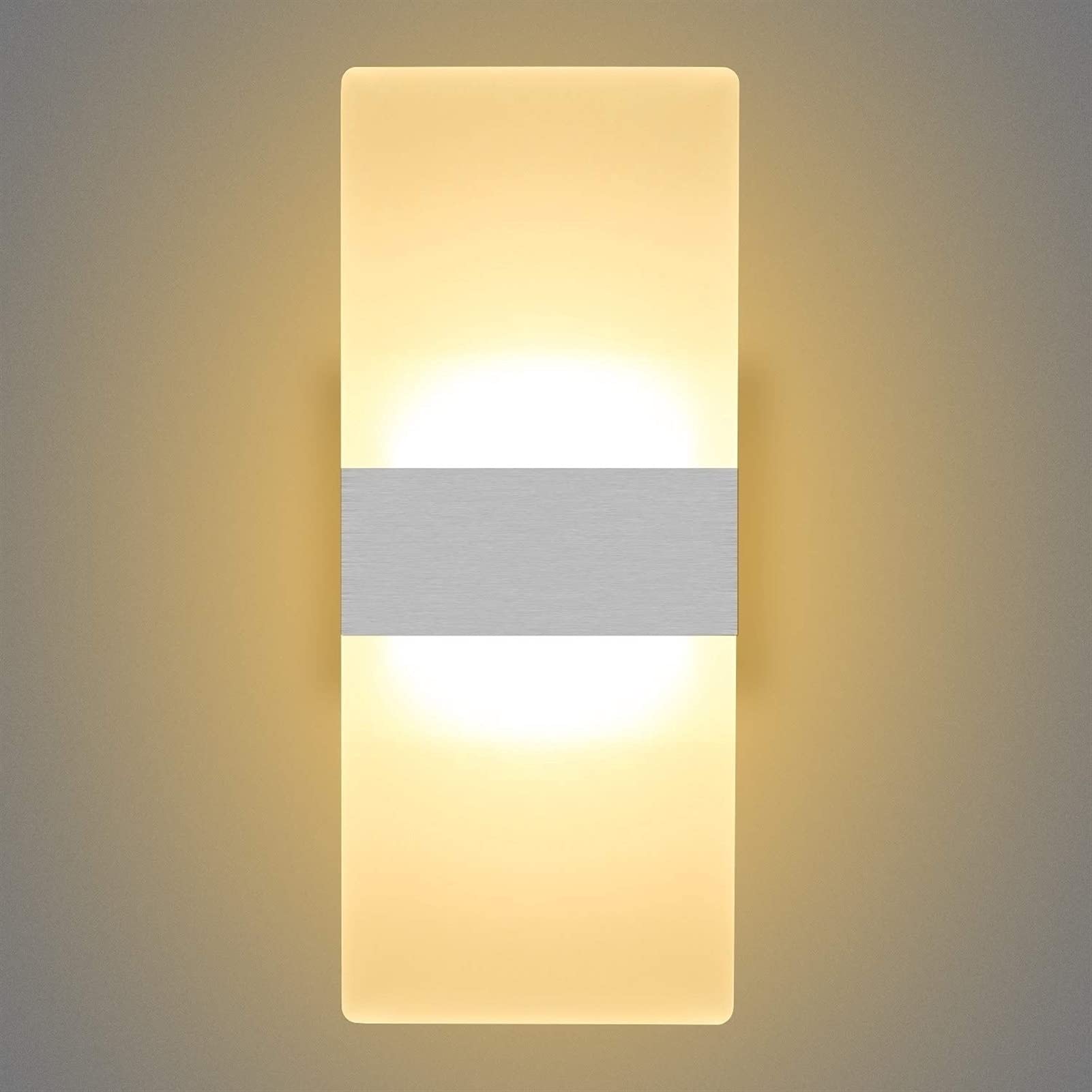 Modern LED Wall Sconce Light - Set of 2, 12W Warm White Acrylic Wall Mounted Lamps for Bedroom, Living Room, Hallway & Entryway Lighting