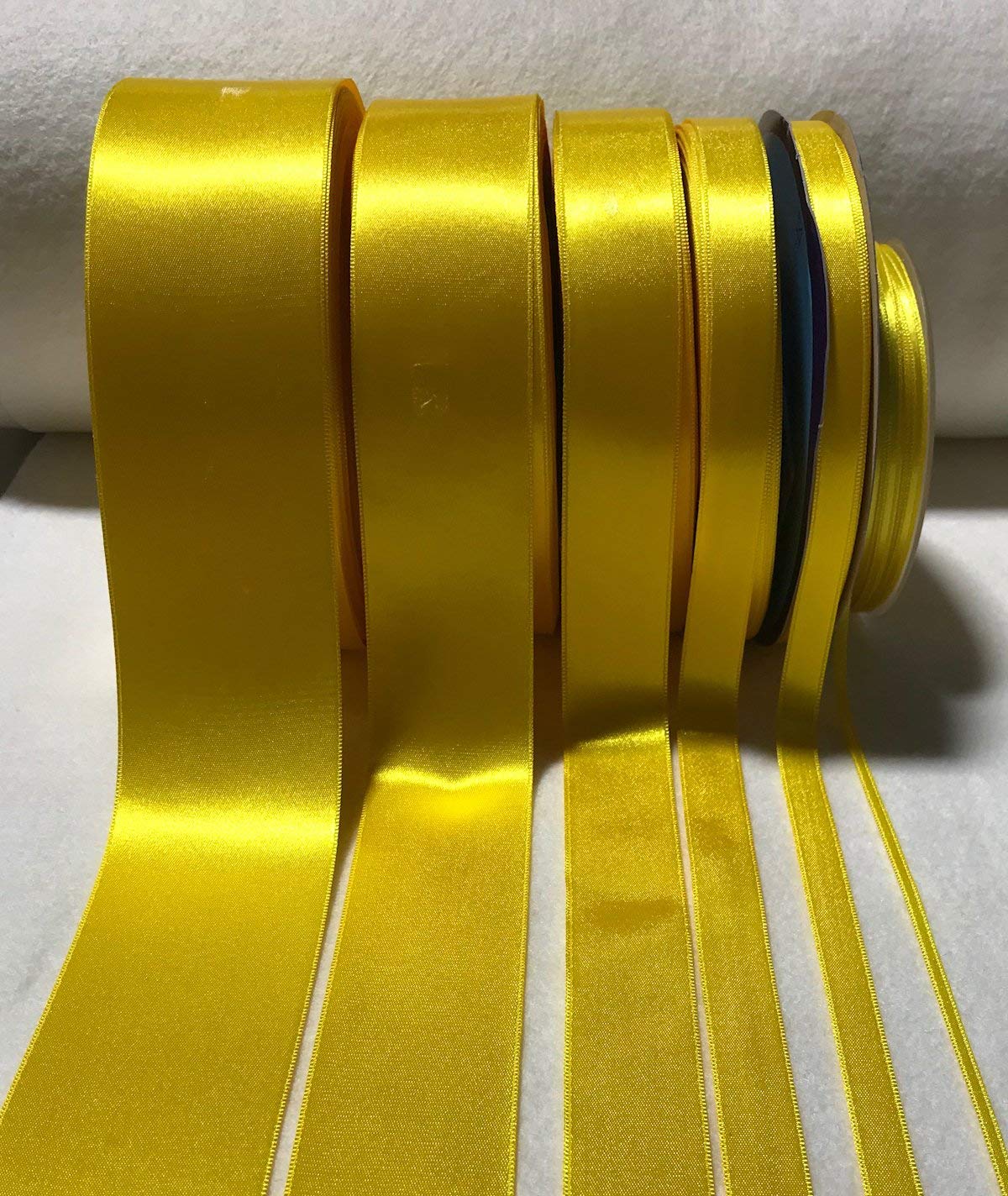 Bright Yellow Double Sided Satin Ribbon 3 Yards - 6 Width Options - Made in France - Perfect for Gift Wrapping, DIY Crafts & Wedding Decorations