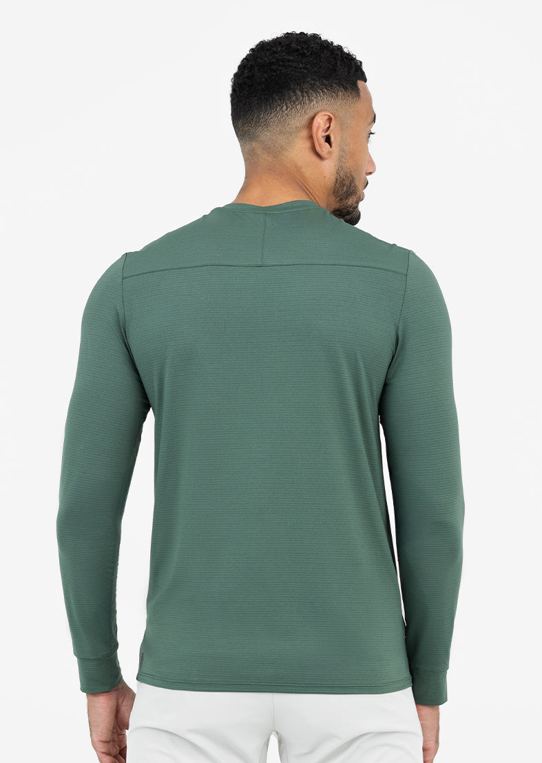 Men's Hybrid Active Long Sleeve Top - Moisture Wicking, Breathable Workout Shirt in Khaki Green for Gym, Running & Outdoor Activities