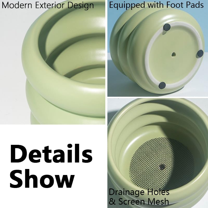 5.7 Inch Modern White Ceramic Planter Pot with Drainage Holes - Indoor Plant Pots for Succulents, Herbs & Small Flowers - Perfect for Home, Office Desk & Windowsill Decor