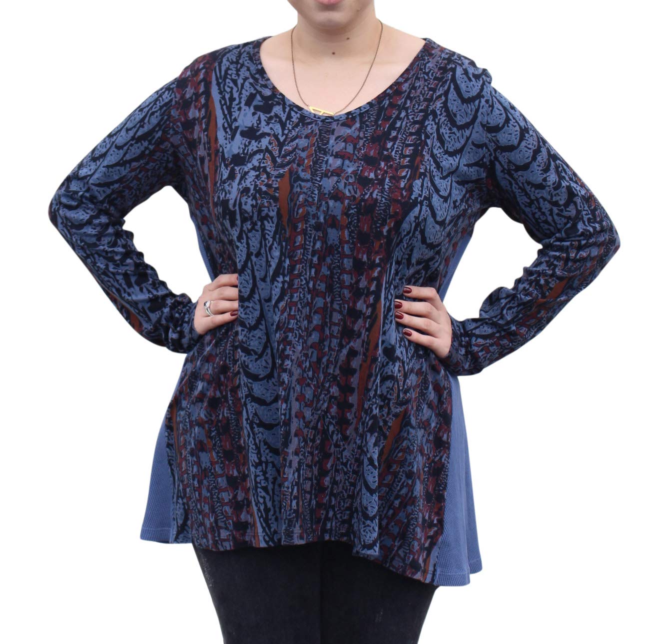 Women's Relaxed Fit A-Line Cotton Tunic Top with Foxtail Waffle Design - Casual Chic Blouse for Everyday Wear, Work & Weekend Outings