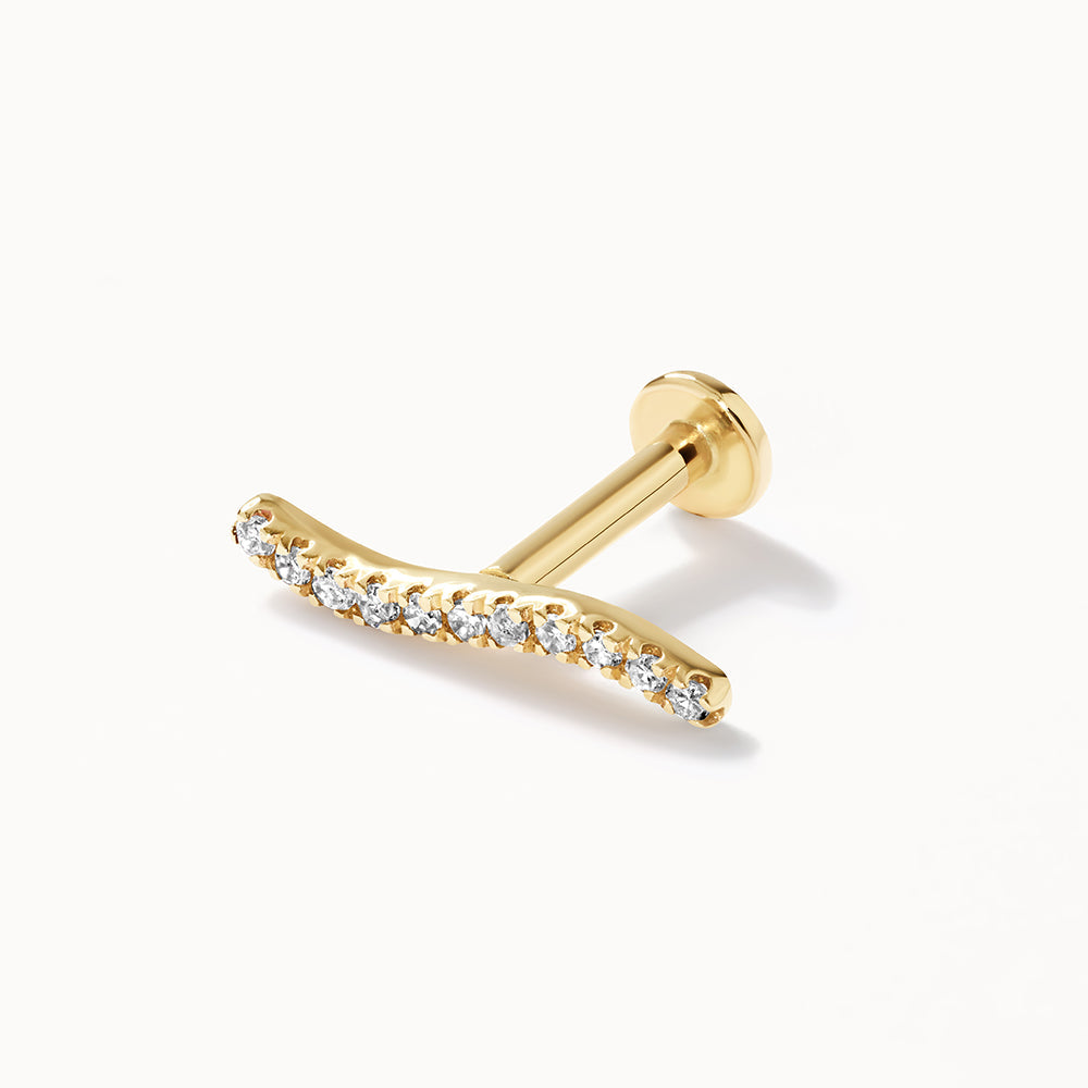 10k Gold Diamond Wave Helix Single Stud Earring - Elegant & Hypoallergenic Body Jewelry for Women - Perfect for Everyday Wear & Special Occasions