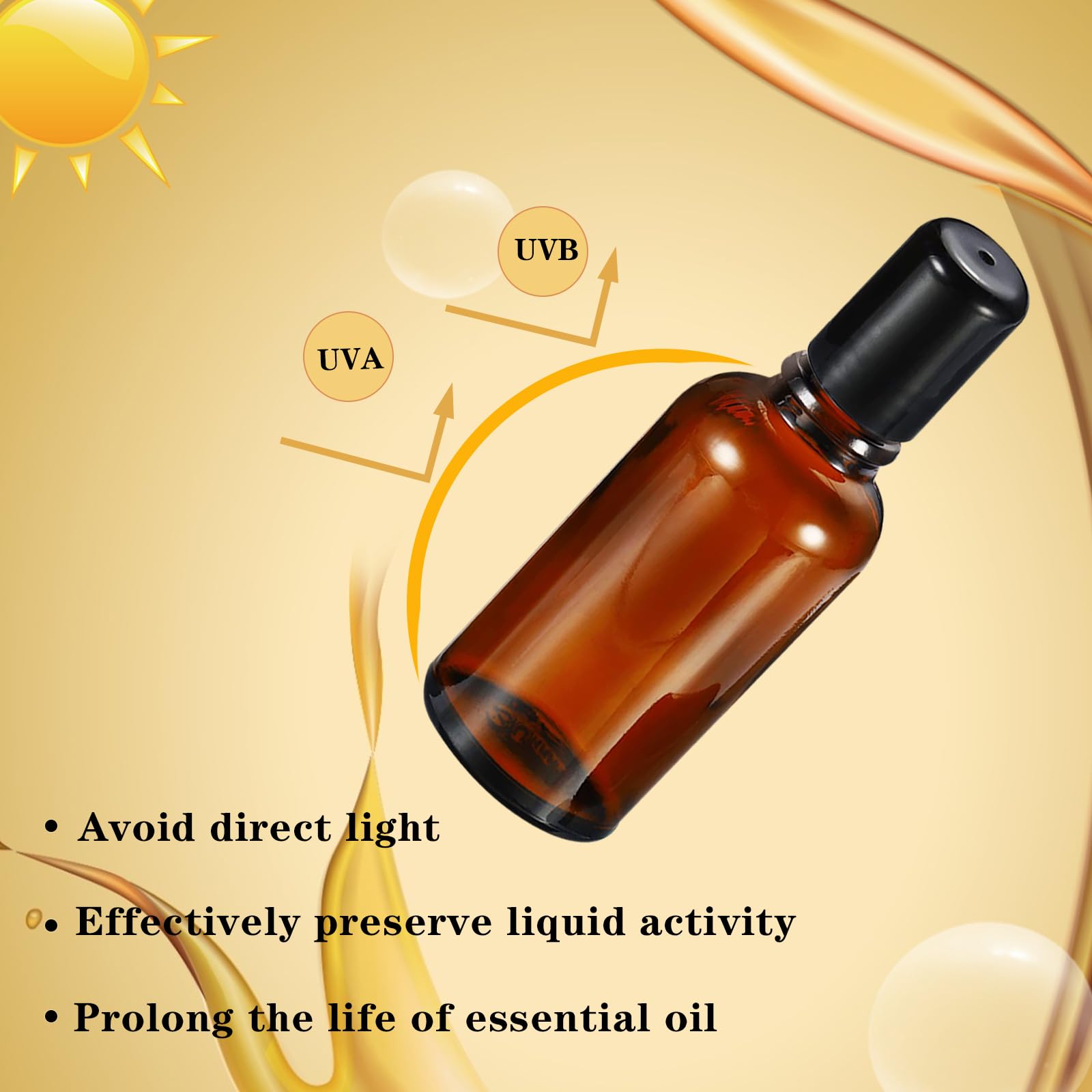 30ML Essential Oil Roller Bottles - 4 Pack Amber Glass Roll On Bottles with Stainless Steel Roller Balls for Perfume, Aromatherapy & DIY Blends - Includes Opener, Funnel & Dropper - Perfect for Travel, Gifts & Home Use