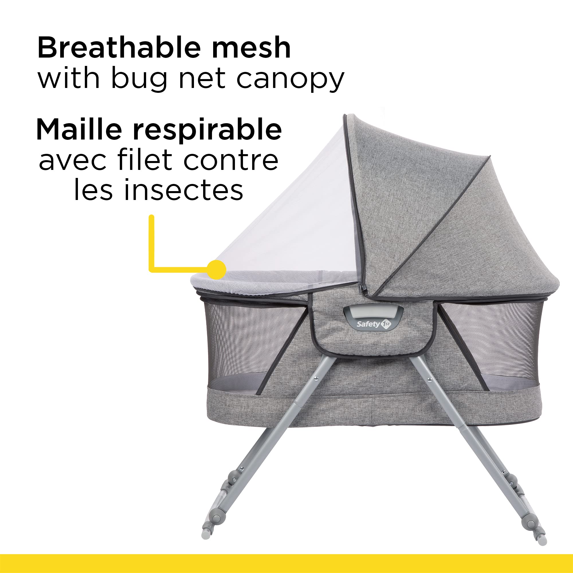 Safety 1st Portable Baby Bassinet with Rocking Motion - Lightweight Travel Crib with Carry Bag, Nightfall Design - Perfect for Nursery, Bedroom & On-the-Go Parenting