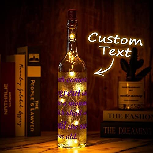 Personalized LED Wine Bottle Lights with Cork - Battery Powered Custom Engraved Fairy Mini String Lights for Halloween, Christmas, Birthday & Wedding Decorations - Perfect for Party, Home Bar & Romantic Dinner Ambiance - Purple