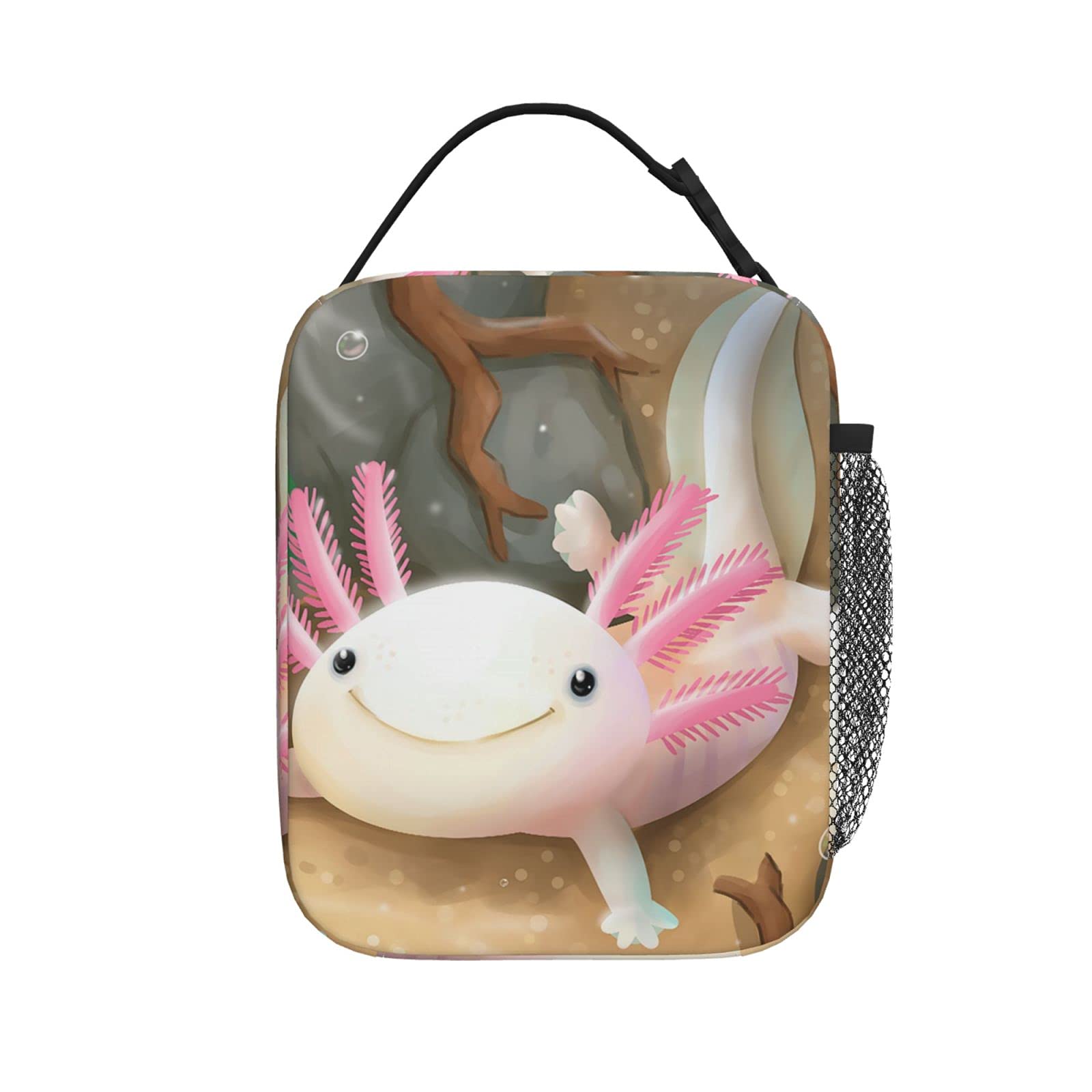 Reusable Axolotl Lunch Bag - Insulated Lunch Box Container for Work, School, Picnic & Travel - Portable Lunch Tote for Adults & Kids - Cute Animal Design for Office, Gym & Outdoor Activities