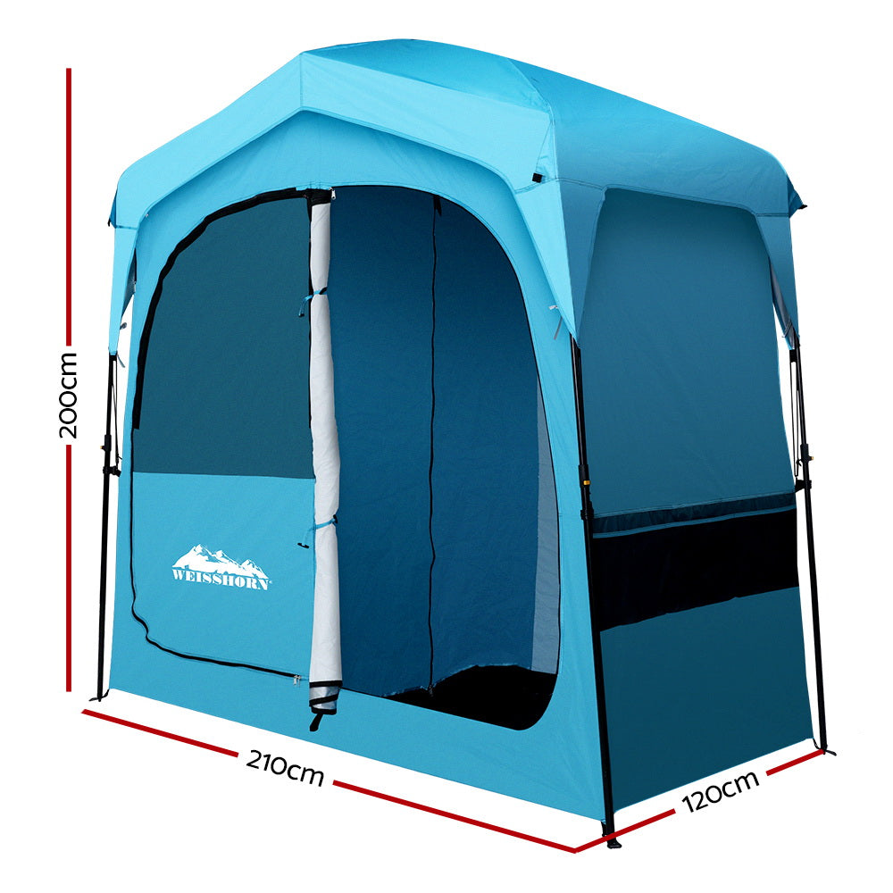 Weisshorn Pop Up Camping Shower Tent - Portable Outdoor Changing Room & Toilet Shelter for Camping, Beach, Hiking - Lightweight & Waterproof (Blue) | Perfect for Outdoor Adventures, Travel & Emergency Use