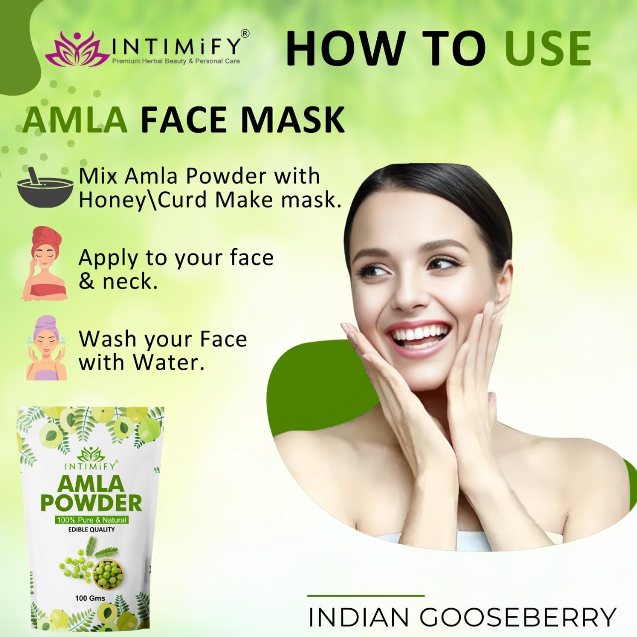 INTIMIFY Amla Powder for Hair Growth & Skin Care | 100% Pure Indian Gooseberry Powder for Healthy Hair, Edible & Drinkable | Perfect for Smoothies, Hair Masks & DIY Beauty Treatments – For Women & Men