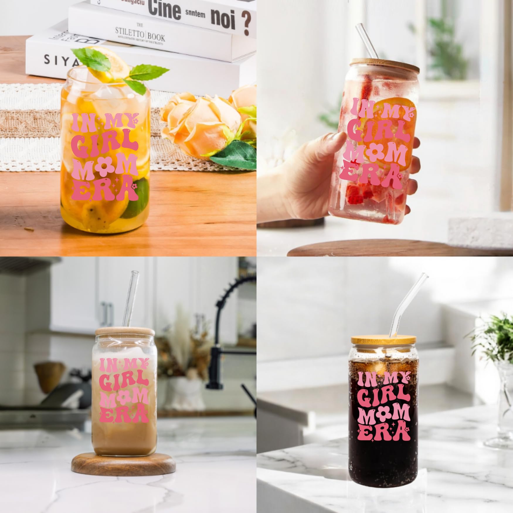 Personalized 16oz Coffee Glass with Bamboo Lid - Perfect New Mom Gift, Girl Mom Gift, Mother's Day Present, Baby Shower & Pregnancy Gift - Ideal for Expecting Moms, Postpartum Care & Daily Coffee Moments