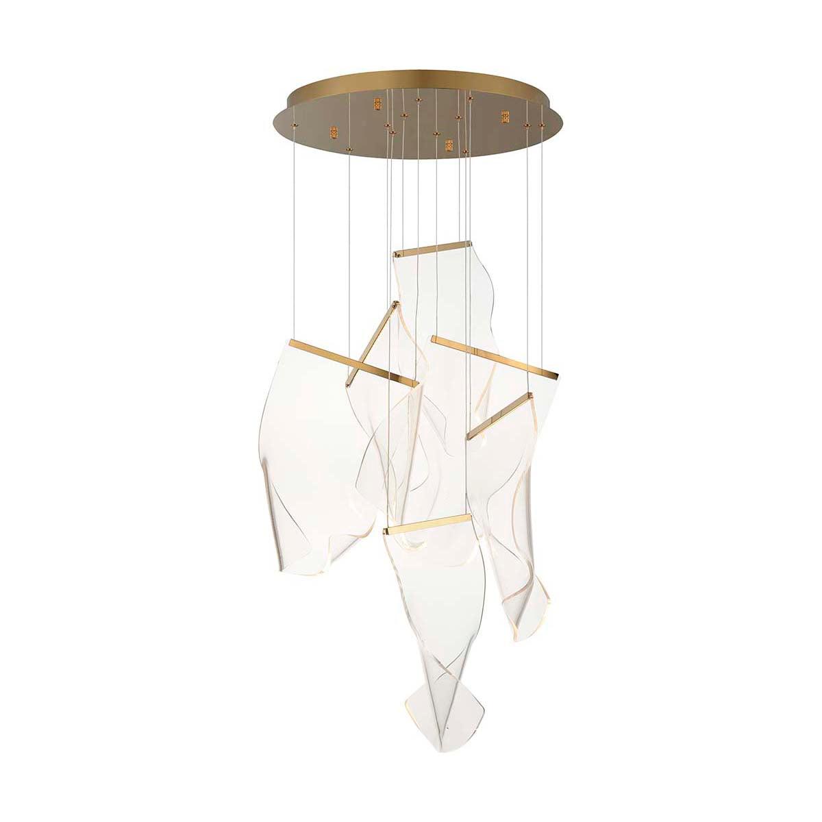 Modern Acrylic LED Chandelier - Crystal Clear Ceiling Light Fixture with Energy Efficient Dimmable LEDs for Living Room, Dining Room, Bedroom Decor