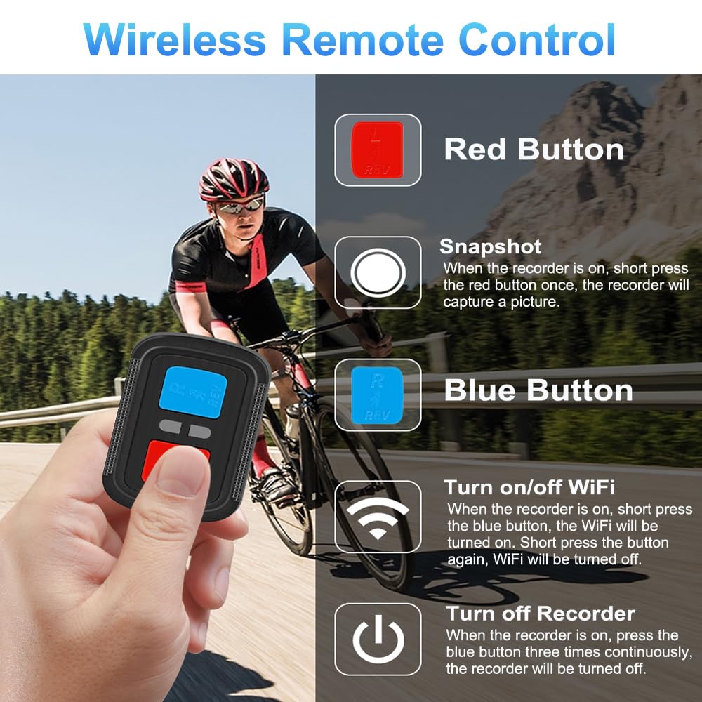 VSYSTO 4K Waterproof Bike Camera with WiFi & Temperature Sensor - 170° Wide Angle, G-Sensor, Loop Recording for Cycling Safety - Perfect for Mountain Biking, Commuting & Road Cycling Adventures