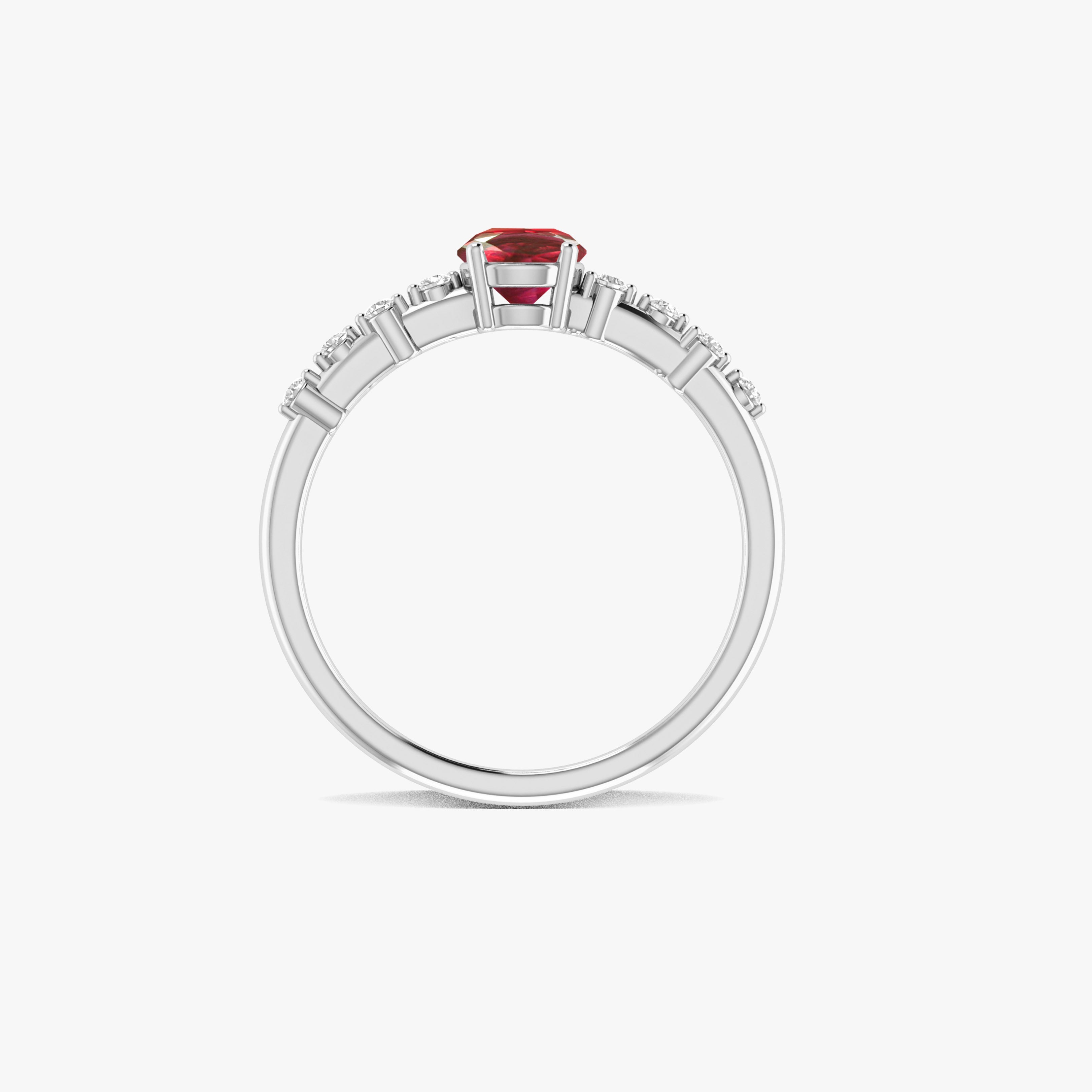 Natural Ruby Round Stone Minimalist Solitaire Ring with Accent Diamonds - Elegant Wedding, Engagement & Anniversary Jewelry Gift for Women