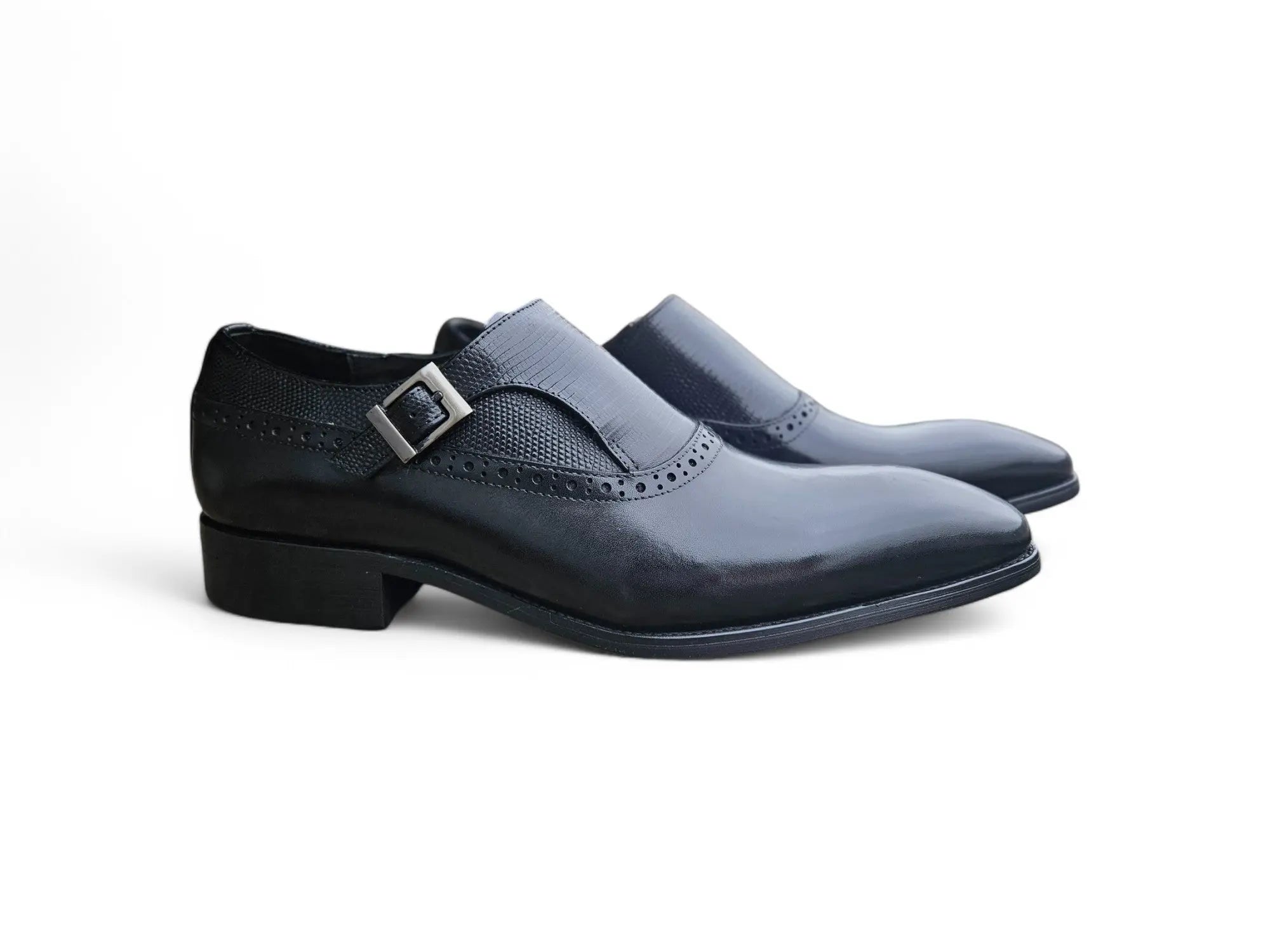 Men's Plain Toe Single Monk Strap Loafers - Classic Dress Shoes for Business, Office & Formal Occasions