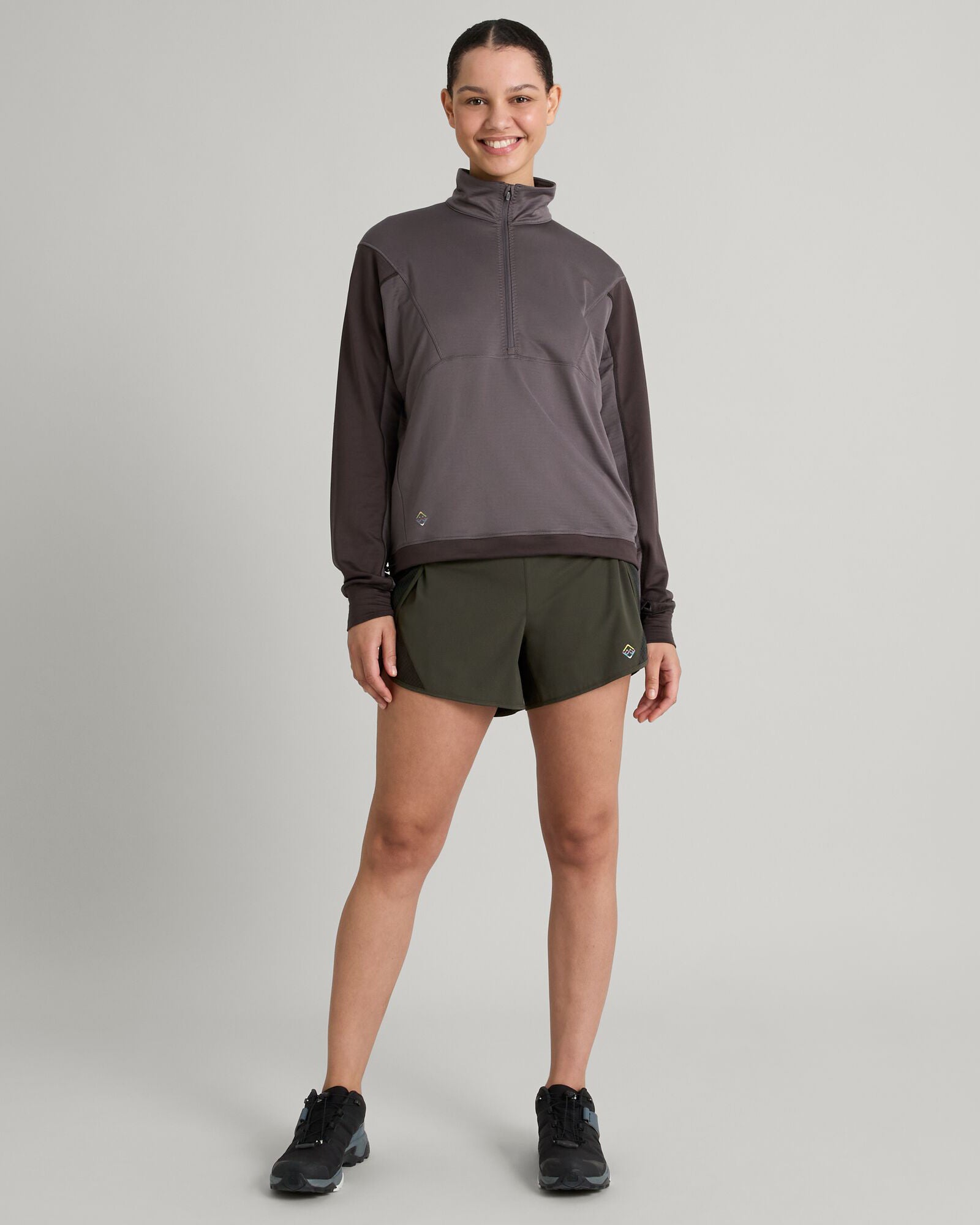 WELL.DER.NESS Women's Quarter Zip Pullover Sweatshirt - Light Quartz & Dark Quartz Colors | Casual Comfort for Workout, Lounge & Outdoor Activities