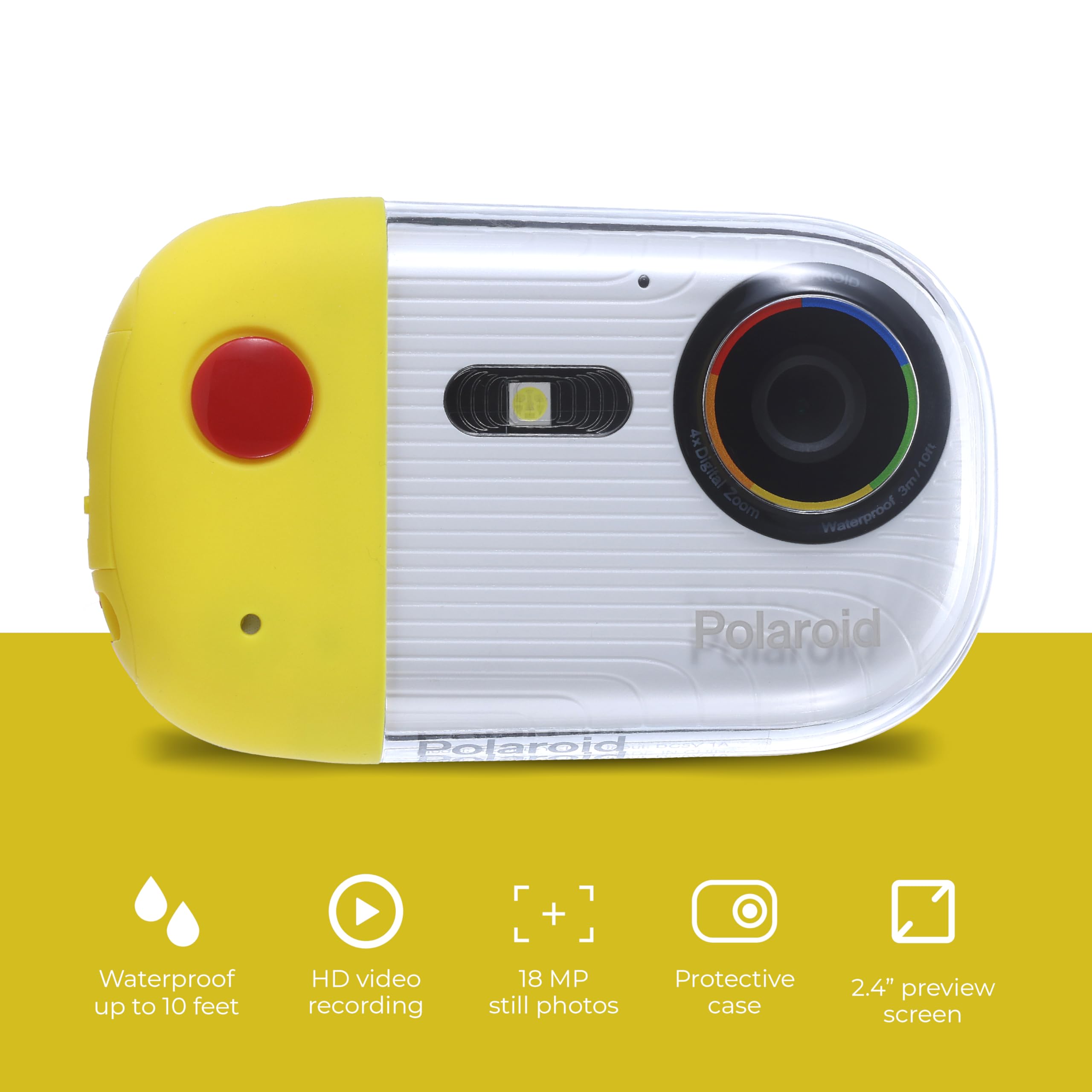Polaroid Underwater Camera 18MP 4K UHD - Waterproof Digital Camera for Snorkeling, Diving & Swimming with LCD Display & USB Rechargeable - Perfect for Capturing Underwater Videos, Photos & Marine Adventures