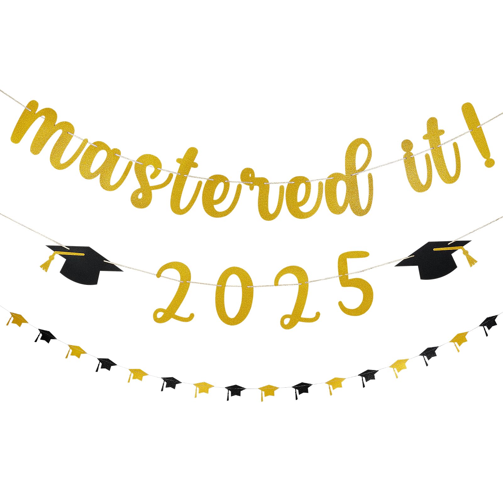 2025 Graduation Banner - Gold Mastered It Degree Decor for College & University | Masters Graduation Party Supplies, Wall Hanging for 2025 Commencement Ceremony | Perfect for Graduation Photos, Class Reunions & Academic Celebrations