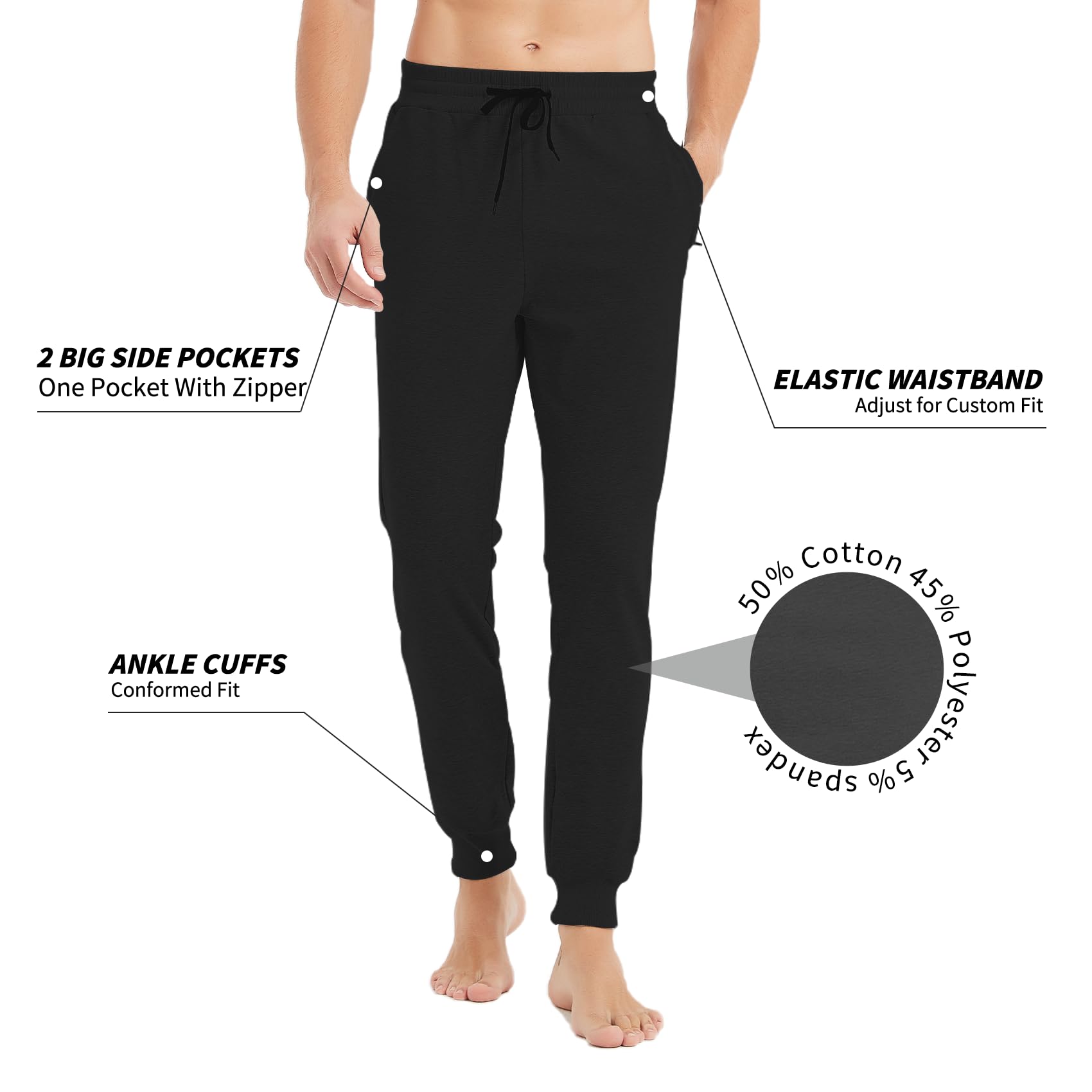 **32/34/36/38/40 Long Inseam Men's Tall Sweatpants - Slim Fit Joggers for Workout & Casual Wear - Comfortable Athletic Pants for Tall Men**    *(Use for gym, running, lounging, or everyday casual style)*