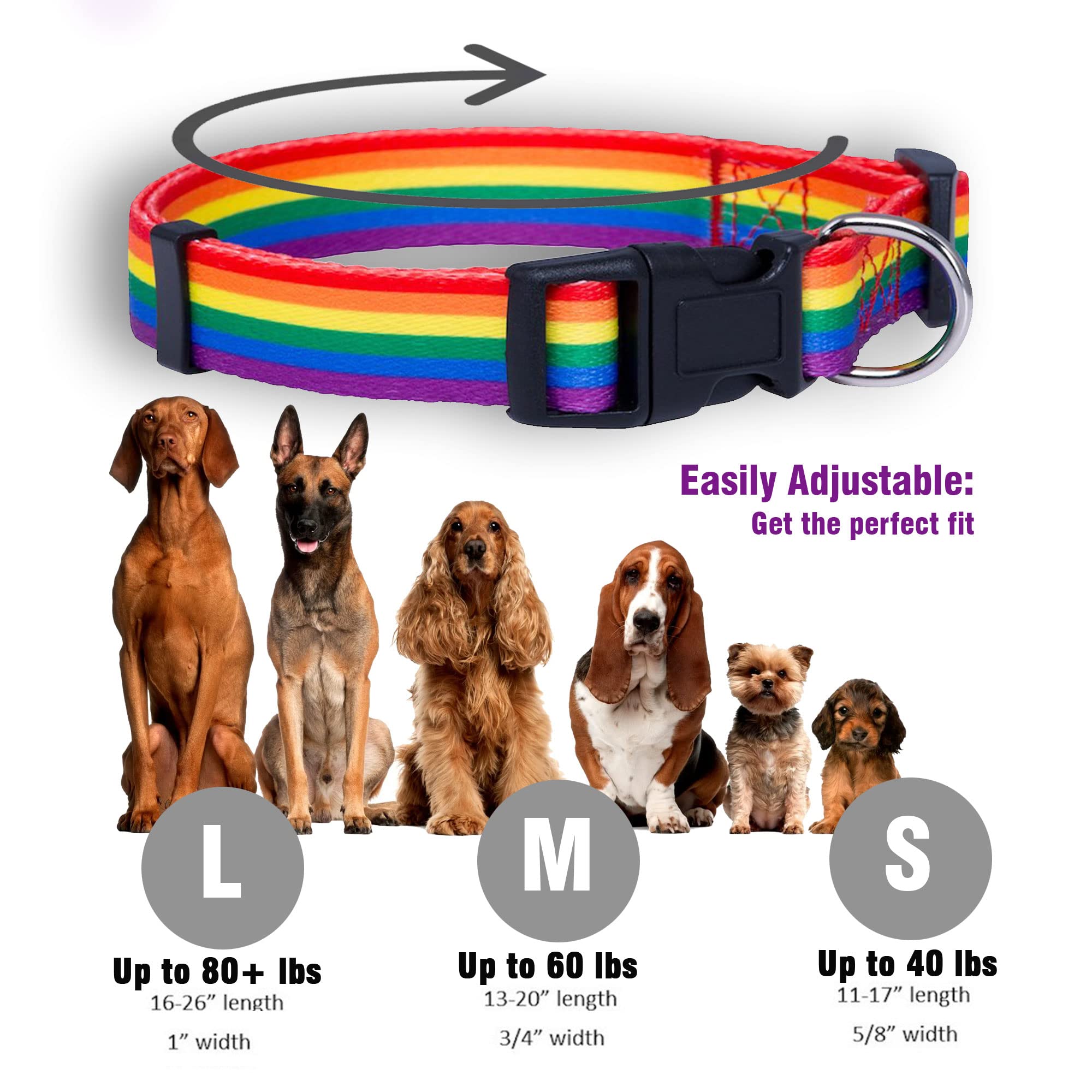 Rainbow Flag Dog Collar for Pride Parade - LGBTQ+ Equality Pet Accessory with Gay Pride Decor - Perfect for Pride Events, Pet Parades & LGBT Ally Gifts (Large Size)