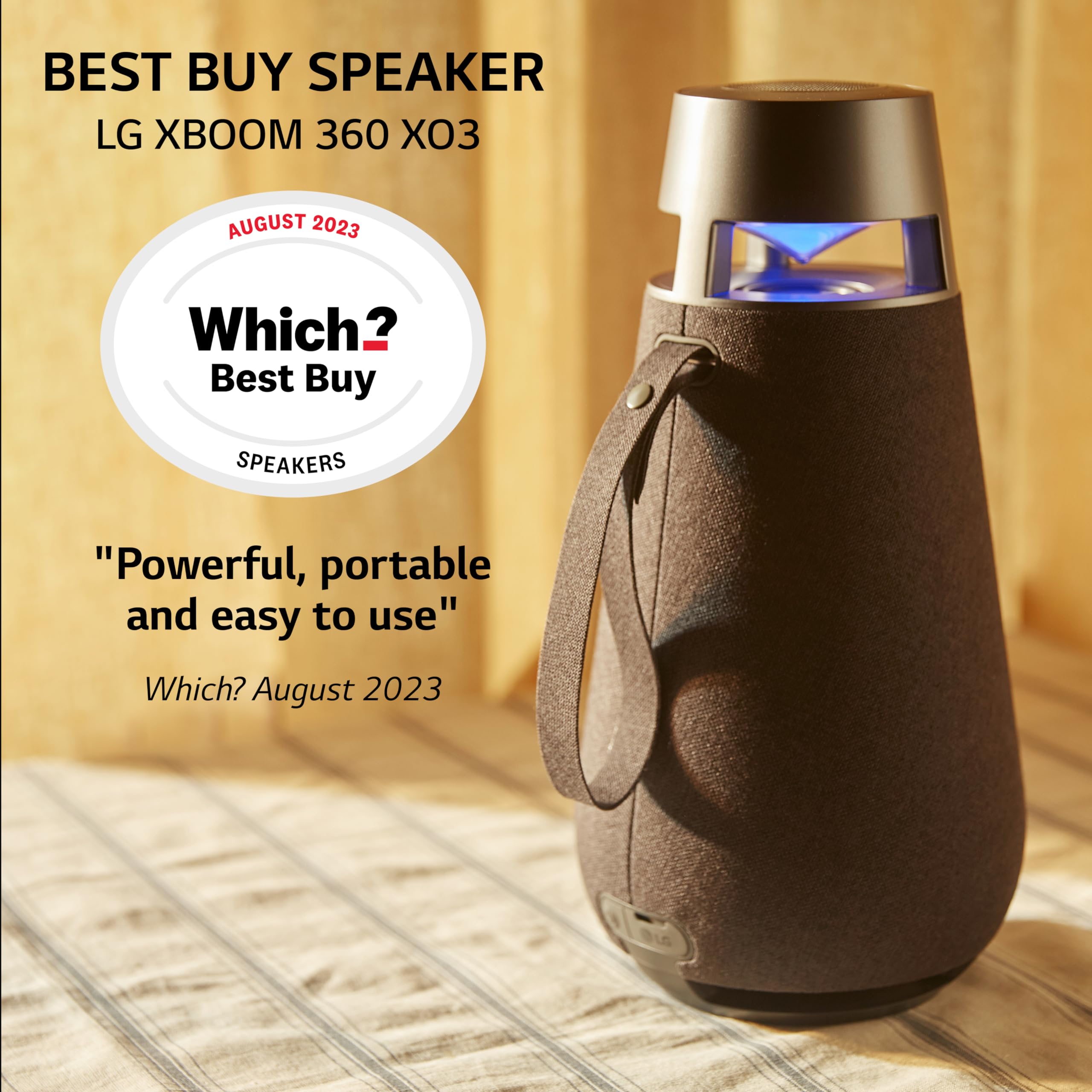 LG XBOOM 360 X03 Portable Bluetooth Speaker - 360° Sound, Waterproof, 24H Playtime for Outdoor, Pool Party & Travel