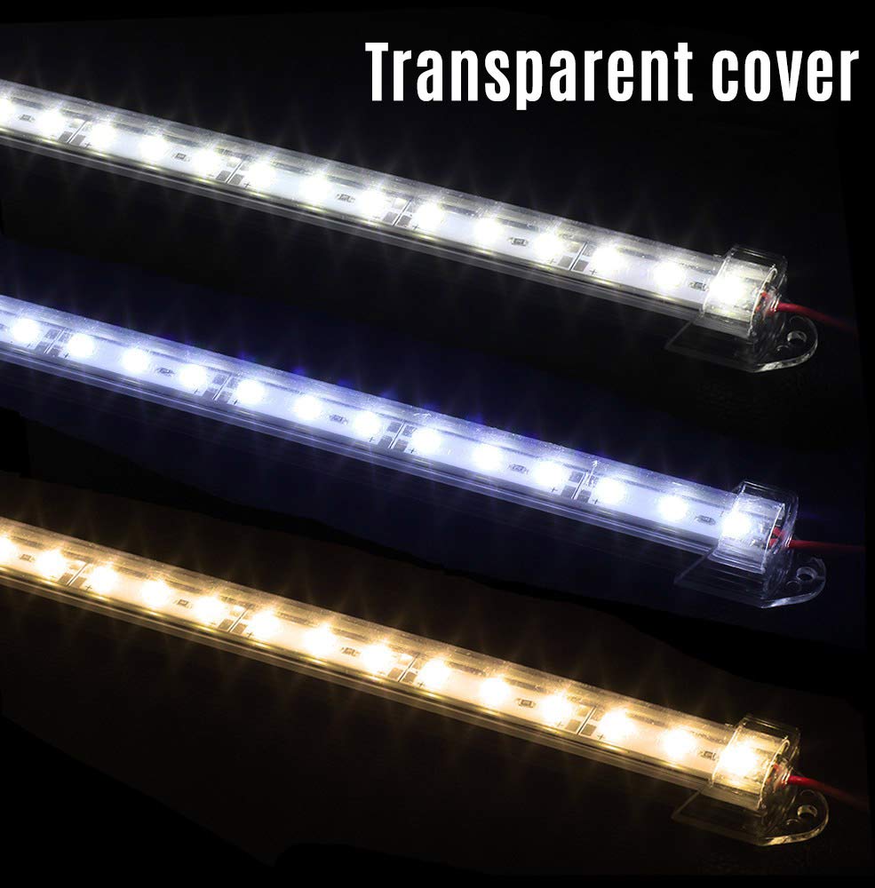 4pcs 50CM LED Bar Light 5730 5630 36LEDs Rigid LED Strip Light DC12V with PC Cover - Warm White Milky Finish for Home, Kitchen, Cabinet, and DIY Lighting Projects