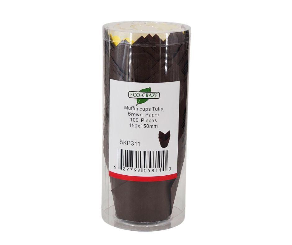 Decora Tulip Muffin Cups - Chocolate Brown Baking Liners for Cupcakes, Muffins & Desserts - Perfect for Parties, Baking & Gift Giving