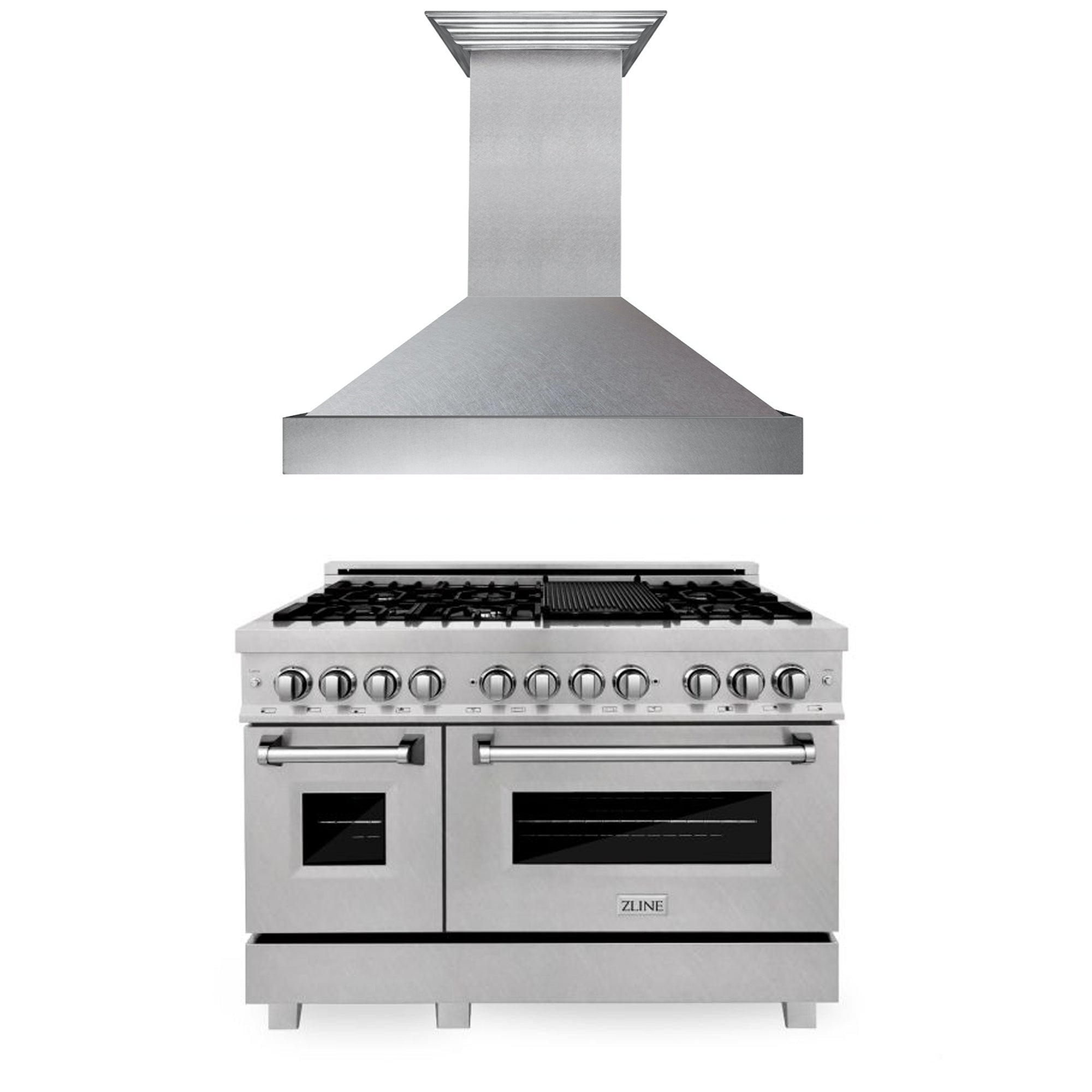 ZLINE 48 Inch Professional Kitchen Package - Stainless Steel Dual Fuel Range & Convertible Vent Hood | Perfect for Home Chefs & Modern Kitchens