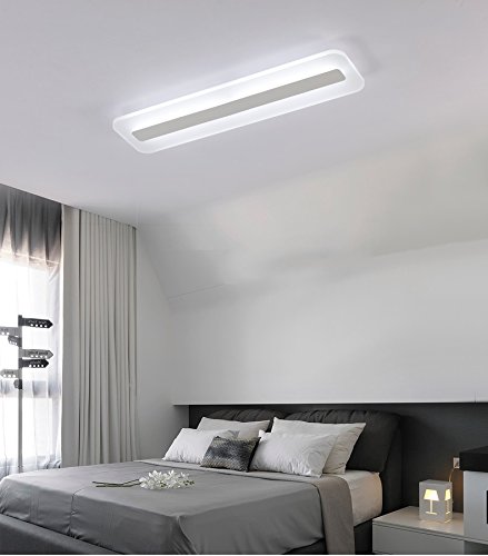30W Aiwen LED Ceiling Light - Modern Rectangular Flush Mount Lighting with PMMA High-Transmittance Lampshade, White LED Source (31.5