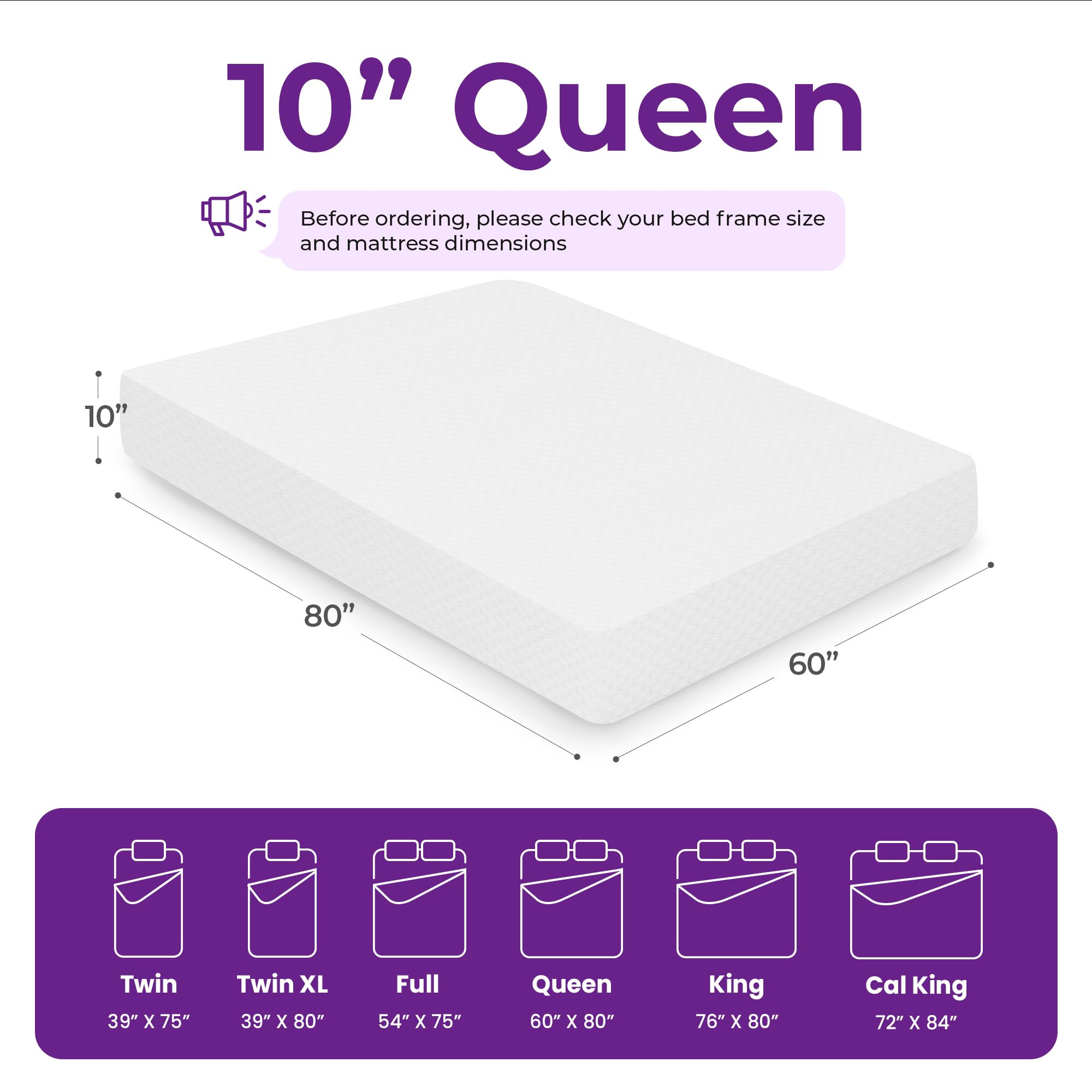 10 Inch Queen Cooling Gel Memory Foam Mattress - Medium Firm, Breathable & Pressure Relieving - CertiPUR-US Certified, No Fiberglass - Mattress in a Box for Kids & Adults - Perfect for Hot Sleepers & Back Pain Relief