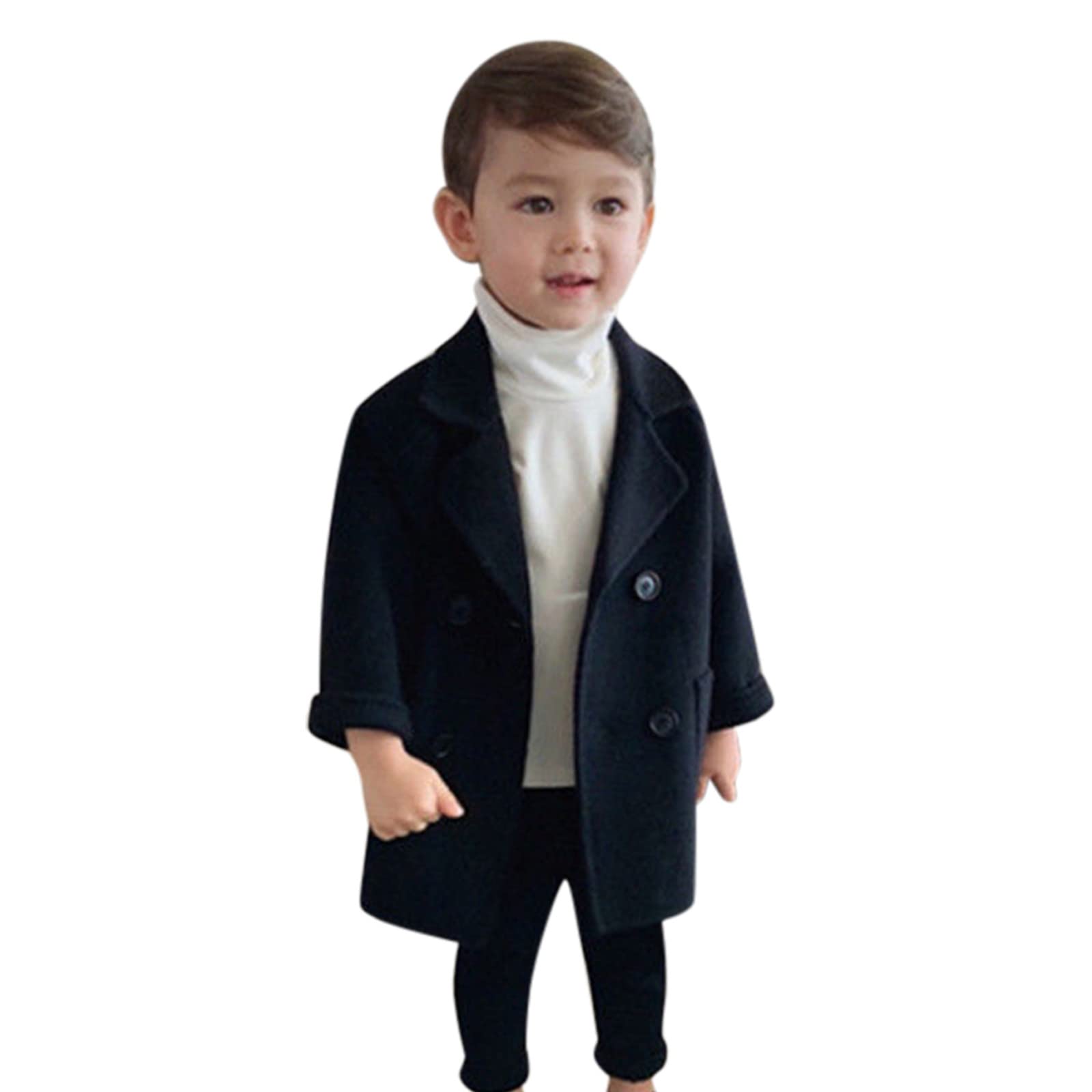 Stylish Toddler Plaid Wool Coat for Baby Girls & Boys - Elegant Notched Collar Double-Breasted Jacket | Perfect for Winter Outings & Family Photos