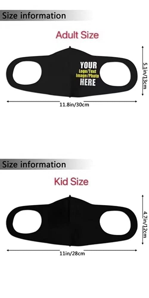 Custom Personalized Photo Text Face Mask - Reusable & Washable Bandanas for Everyday Protection, Outdoor Activities & Travel