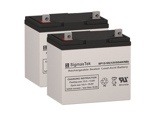 Merits P315 MP3C Deluxe Plus Rehab Battery Replacement Set by SigmasTek - 2X 12V 55AH Deep Cycle Batteries for Power Wheelchairs & Mobility Scooters | Long-Lasting Performance for Daily Use