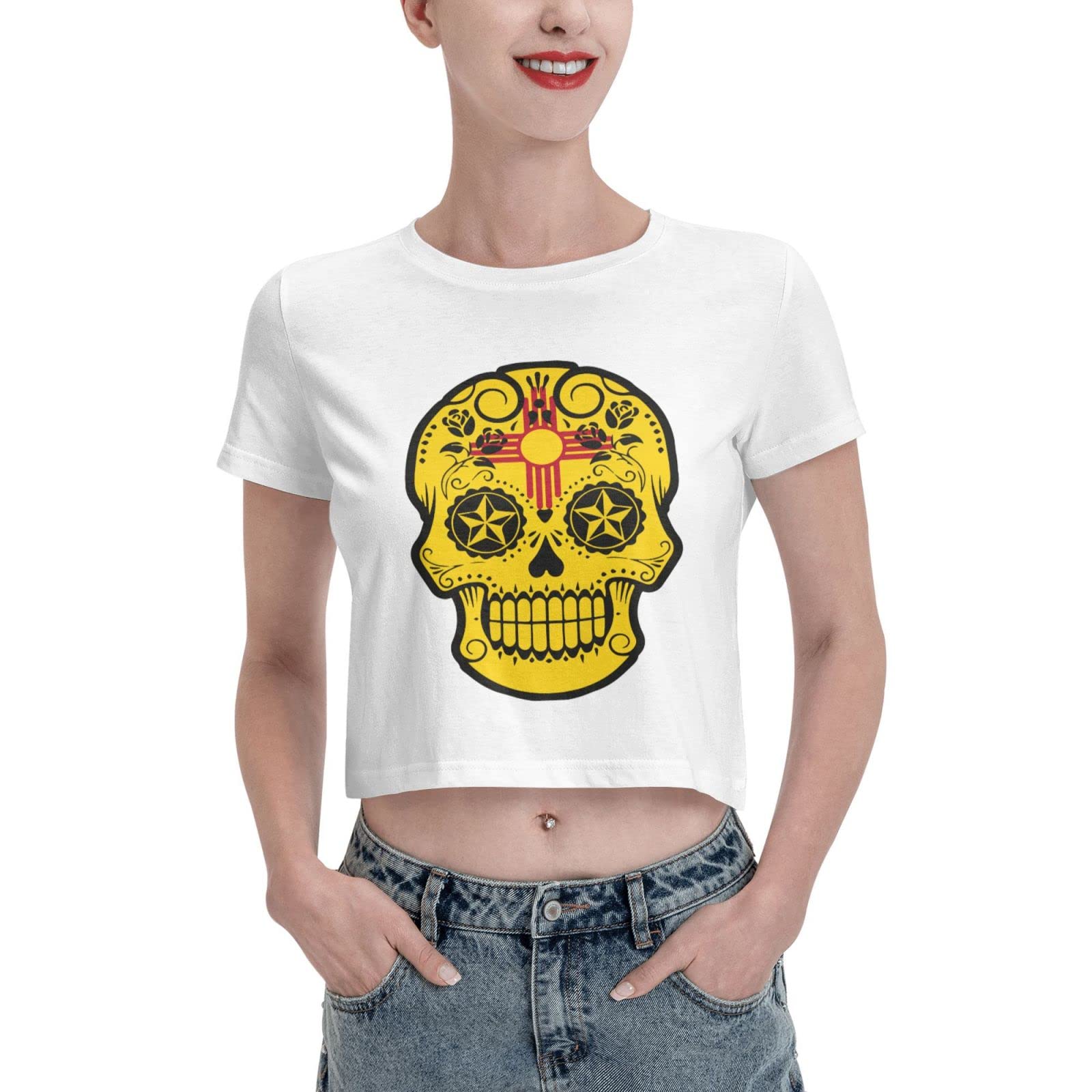 New Mexico Flag Women's Crop Top - Soft Short Sleeve T-Shirt for Girls | Perfect for Summer Outfits, Beach Wear & Casual Fashion