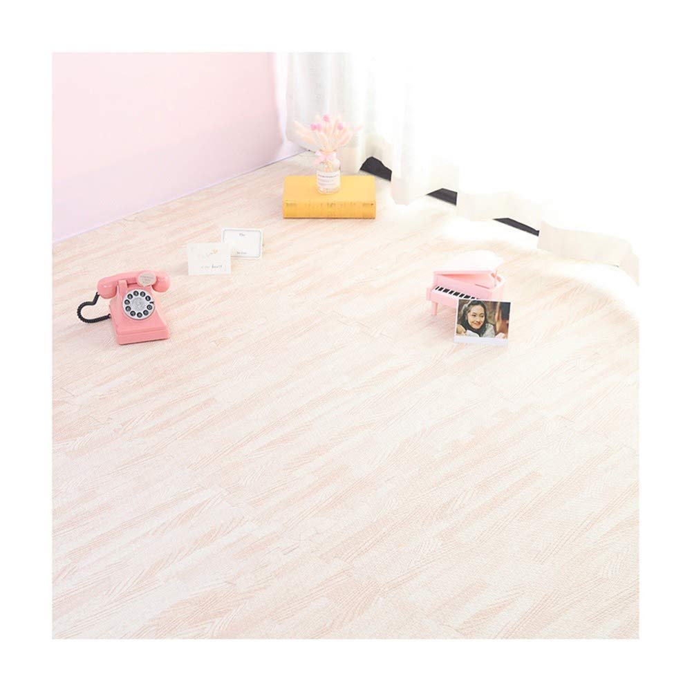 Interlocking Foam Floor Mats - 12-Piece Thick Wood Grain Foam Tiles for Gym, Playroom, Exercise & Yoga | Non-Slip, Cushioned Flooring for Home Workouts, Kids Play Area & Fitness Studio (White)