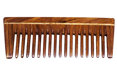 Organic Neem Wood Wide Tooth Comb for Hair Growth & Scalp Health - Detangling & Styling for Women & Men - Pack of 1 (Model No.7) - Perfect for Daily Hair Care, Travel & Salon Use