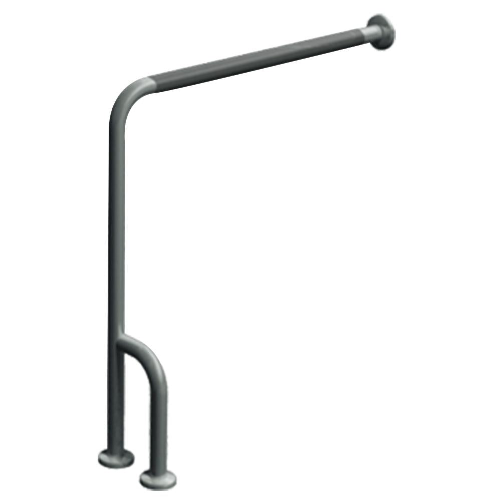 ASI 3833 Grab Bar Wall to Floor Snap Flange with Outrigger 30 x 33 Inches - Satin Stainless Steel - Bathroom Safety Handle for Seniors & Disabled - ADA Compliant Shower & Toilet Support Bar