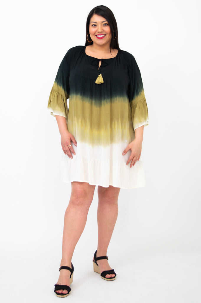 Ellie Dress - Black Dip Dye Flowy Midi Dress for Women | Perfect for Casual Outings, Date Nights & Summer Vacations