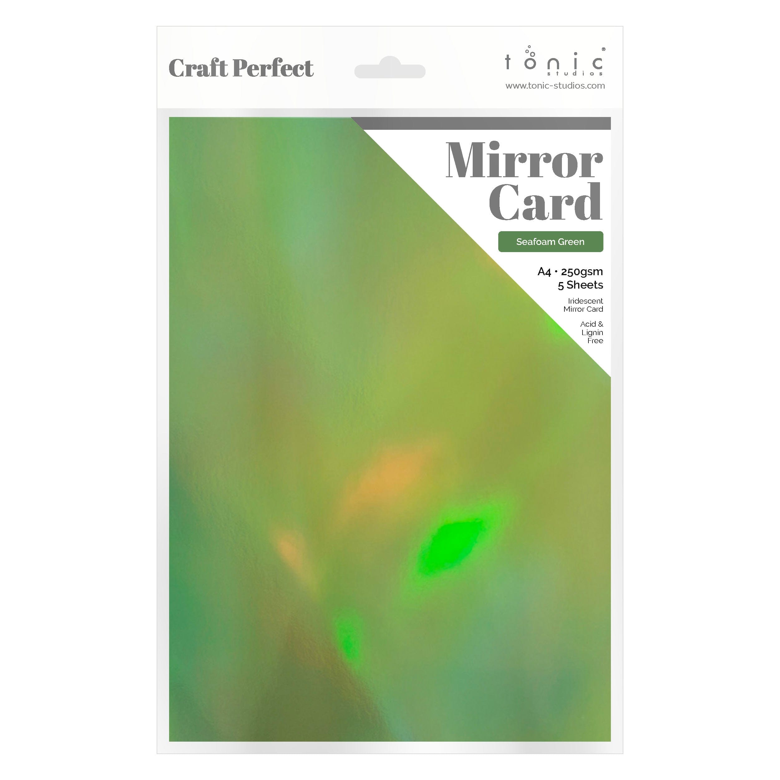 8-Pack Iridescent Mirror Cardstock - Seafoam Green A4 Size (8.3