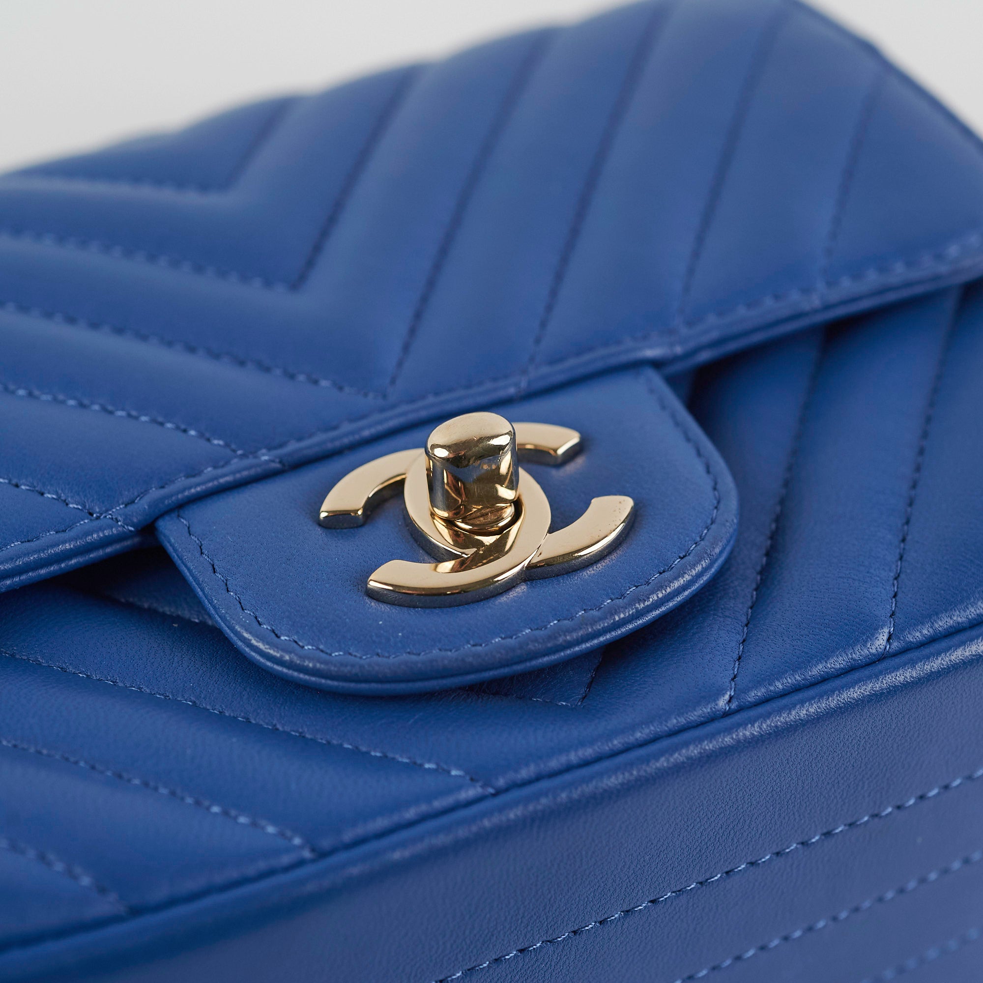 Chanel Chevron Square Mini Blue Leather Crossbody Bag - Luxury Designer Handbag for Women | Perfect for Parties, Dates & Everyday Use
