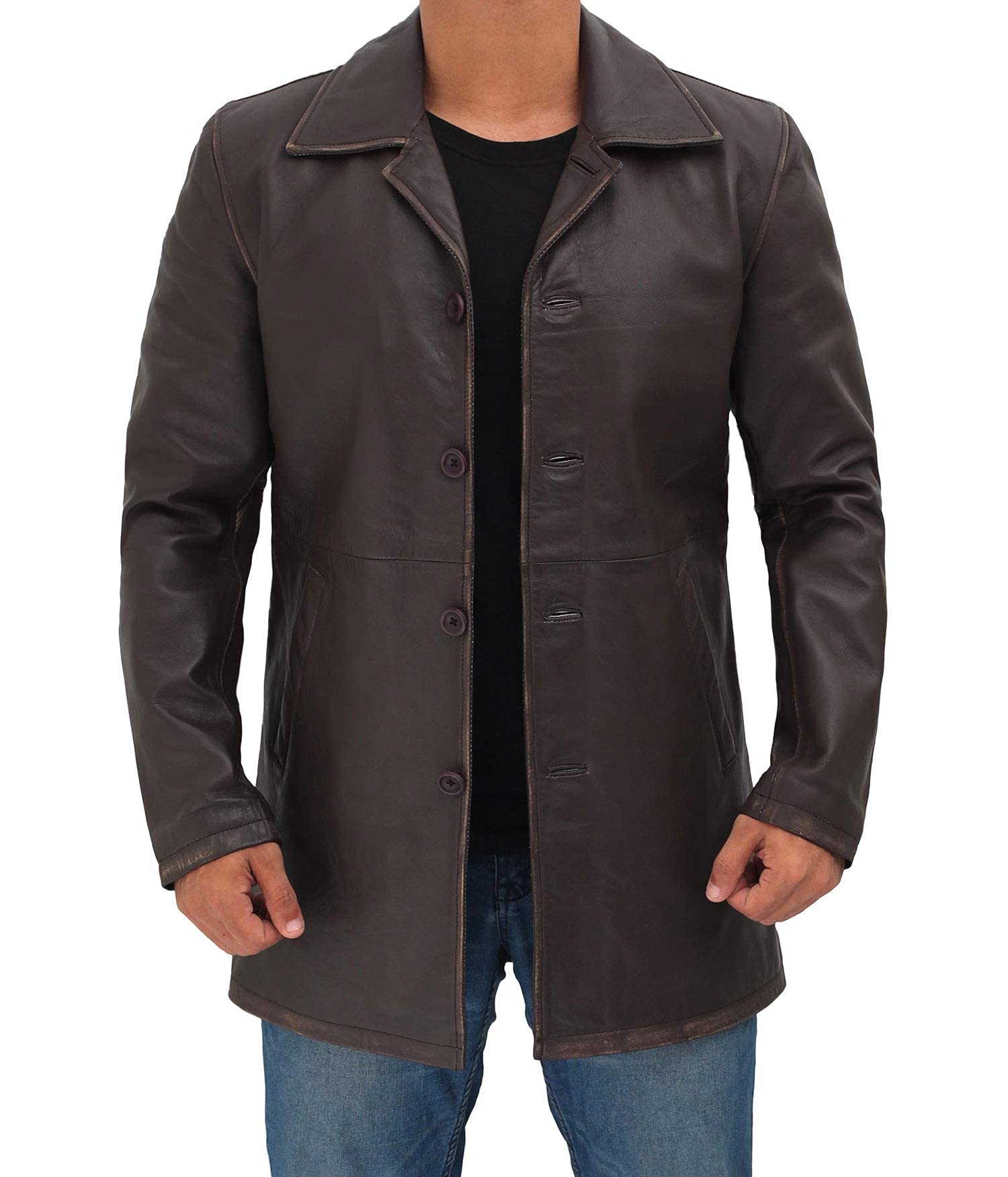 Decrum Genuine Leather Coats for Men - Black & Brown Motorcycle Jacket for Men | Stylish & Durable Outerwear for Casual Wear, Biker Rides & Outdoor Adventures