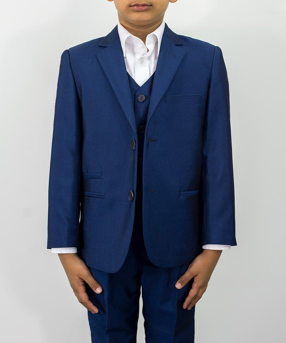 Royal Blue Slim Fit Boys Suit 3-Piece Set - Formal Blazer, Vest & Pants - Perfect for Weddings, Parties & Special Occasions