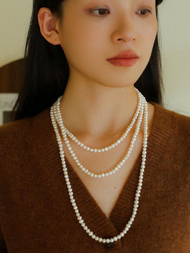 Elegant Oval Freshwater Pearl Long Necklace for Women - Perfect for Weddings, Parties & Special Occasions